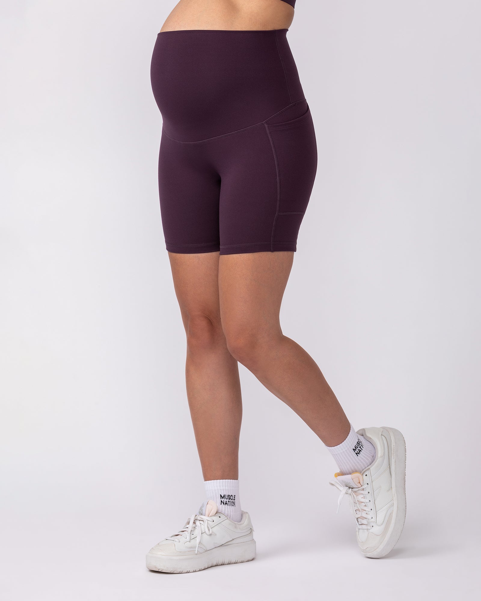 Maternity Everyday Pocket Bike Shorts - Midnight Plum-Maternity-XS-92417MIDNTPL-XS-MNAPPRL42743-3-Muscle Nation