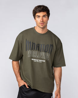 Metal Oversized Tee - Dark Khaki-T-Shirts-XS-032523DKHAKI-XS-MNAPPRL41181-1-Muscle Nation
