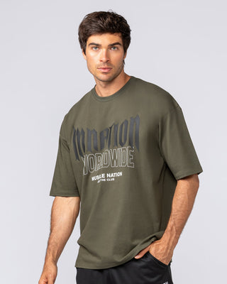 Metal Oversized Tee - Dark Khaki-T-Shirts-XS-032523DKHAKI-XS-MNAPPRL41181-2-Muscle Nation