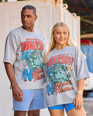 Gators Oversized Boxy Tee - Light Grey Marl-T-Shirts-XS-1125185LTGRYMRL-XS-MNAPPRL47555-6-Muscle Nation