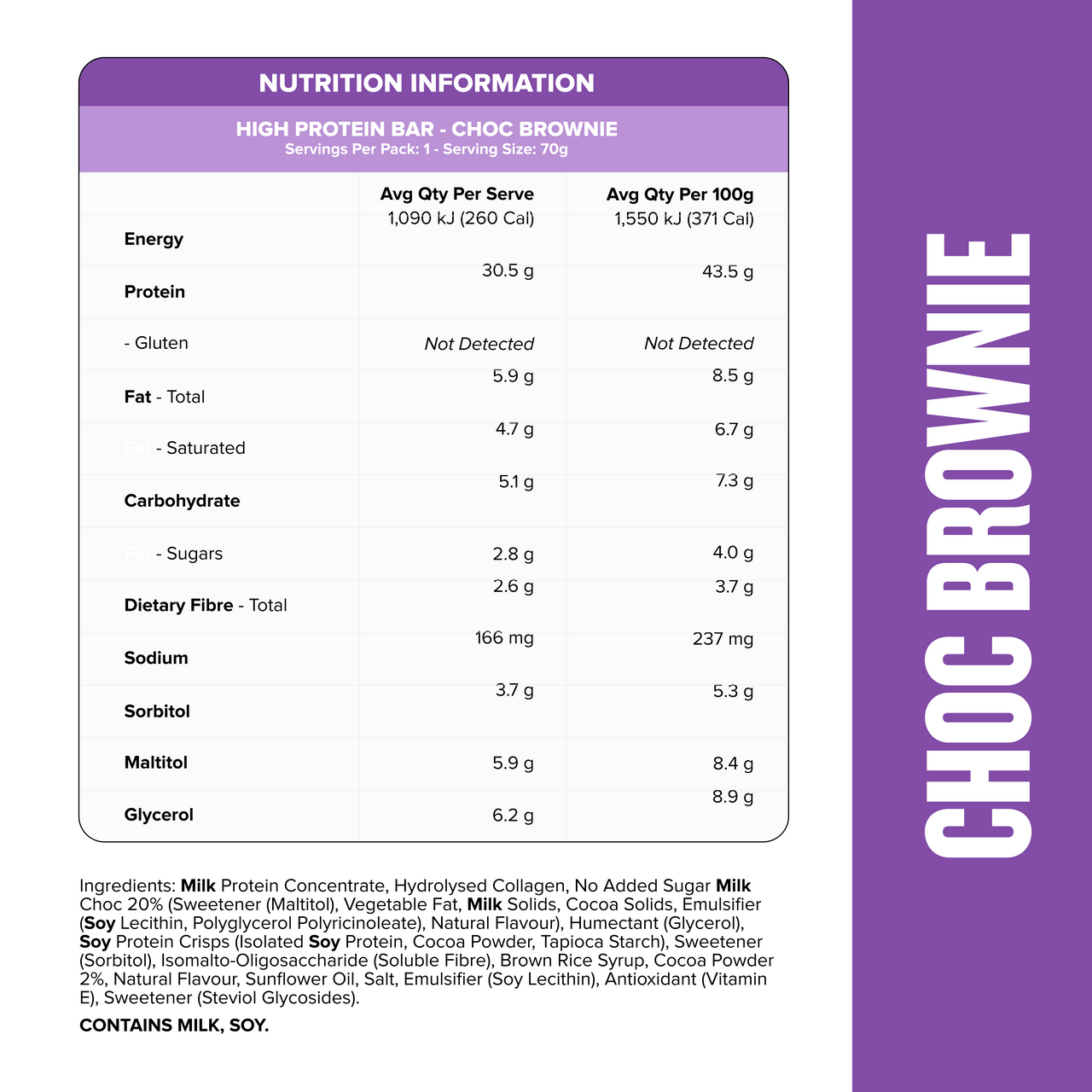 HIGH PROTEIN BAR Choc Fudge Brownie - Muscle Nation protein bar, view 2
