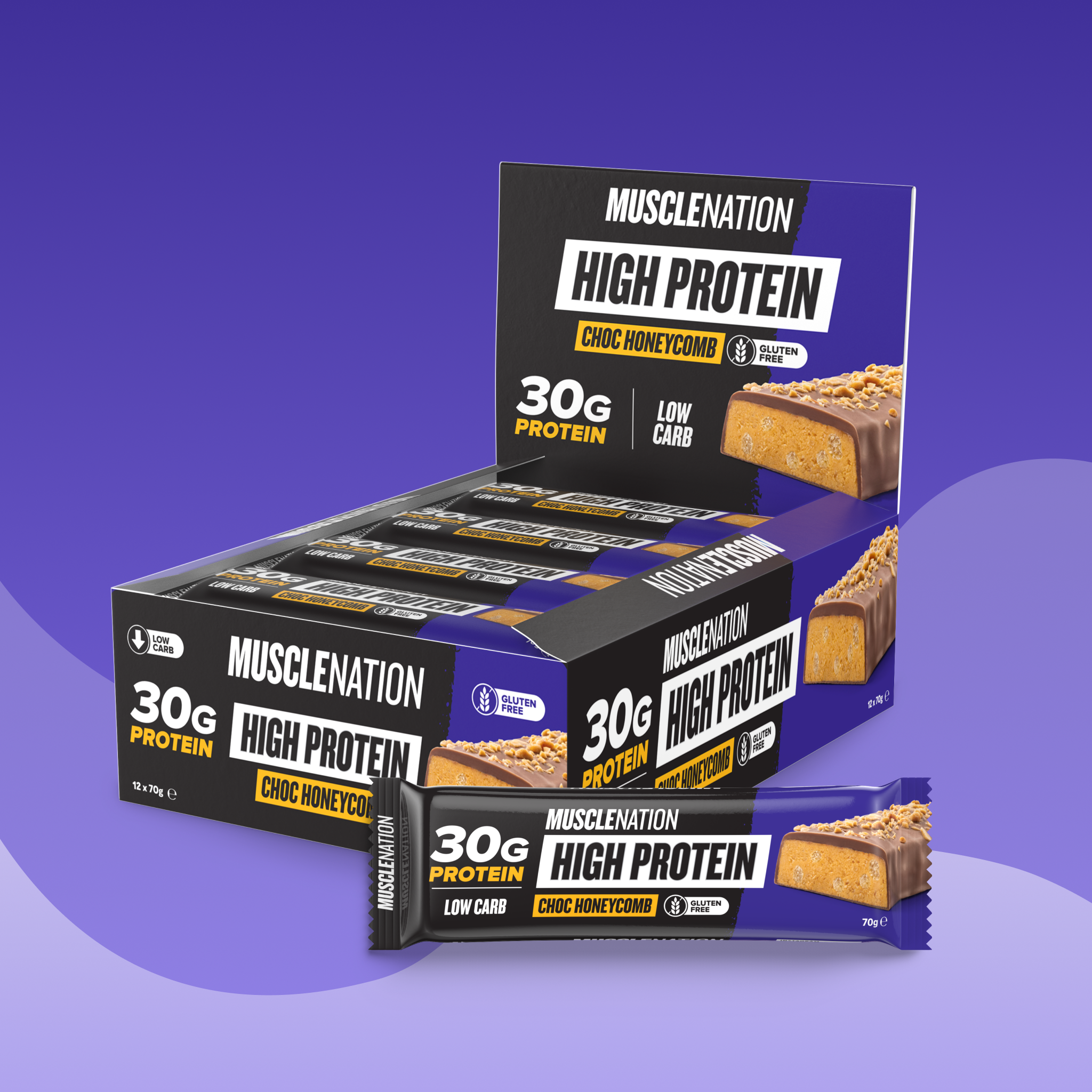 HIGH PROTEIN BAR - Choc Honeycomb - Box of 12-Protein Bars-MNSUPPS0418-19359054002415-1-Muscle Nation