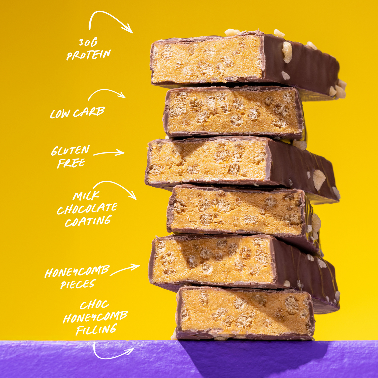 HIGH PROTEIN BAR Choc Honeycomb - Muscle Nation protein bar, view 3