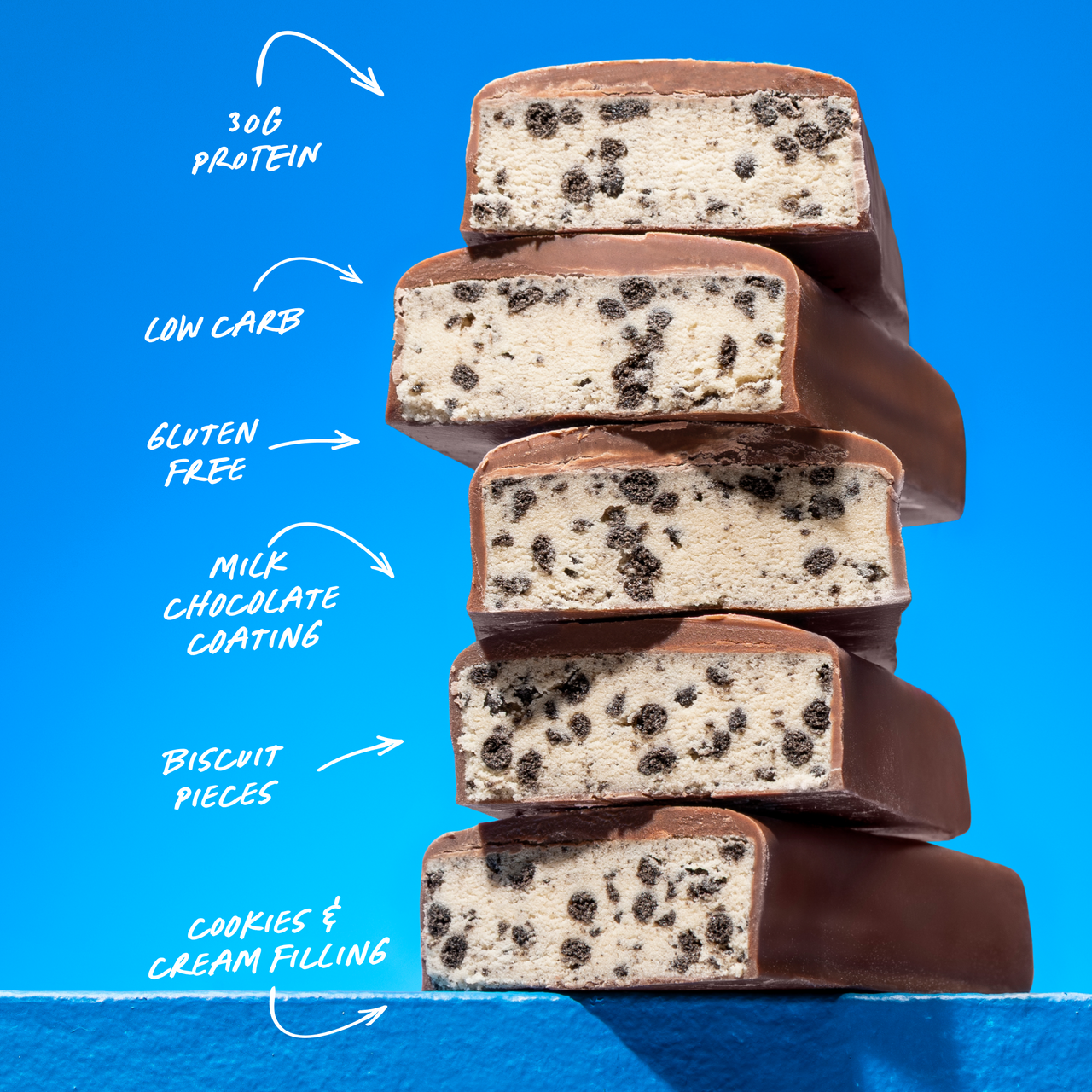 HIGH PROTEIN BAR Cookies & Cream - Muscle Nation protein bar, view 3