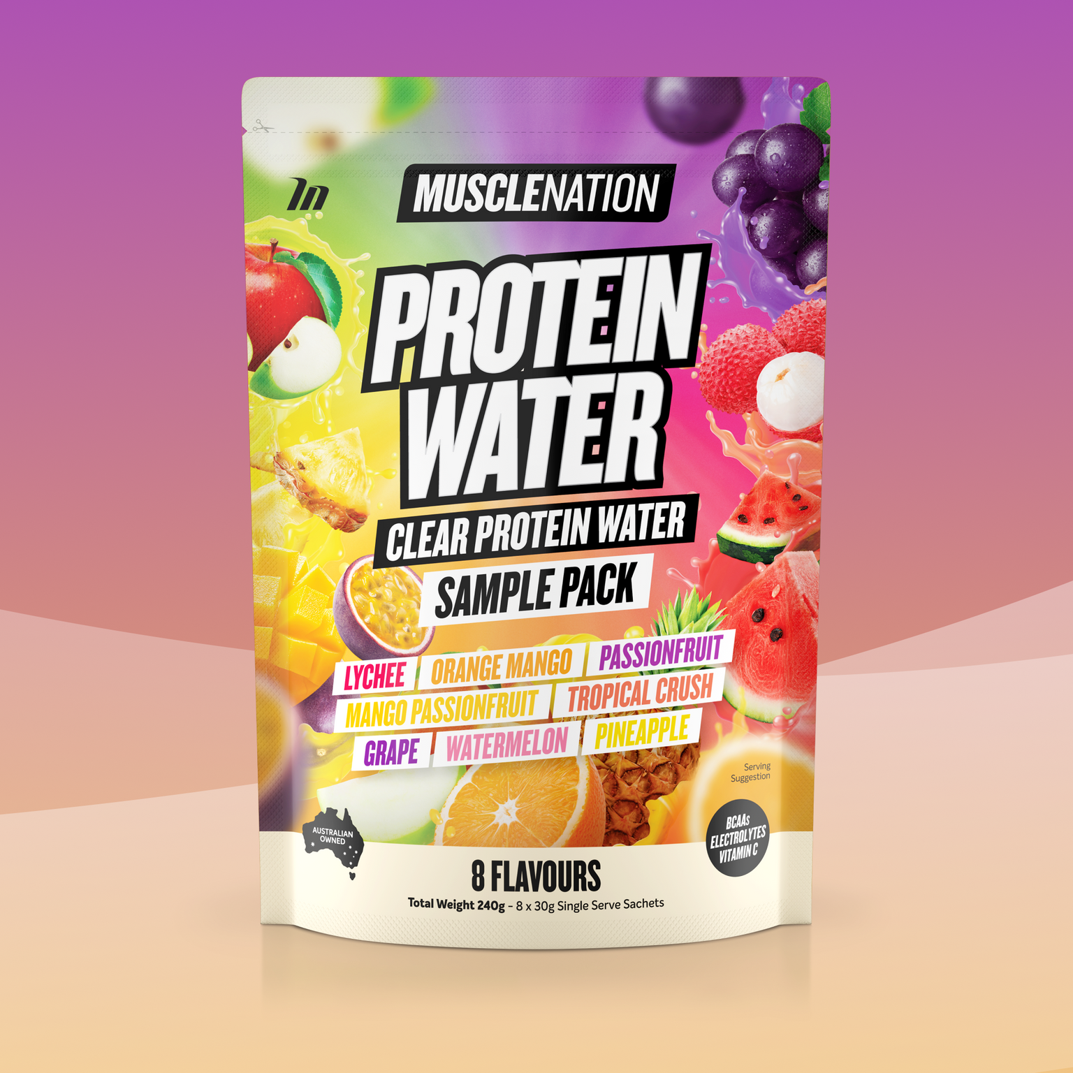 PROTEIN WATER - Sample Pack - 8 Flavours-Protein Water Sample-MNSUPPS0344-9359054001473-1-Muscle Nation