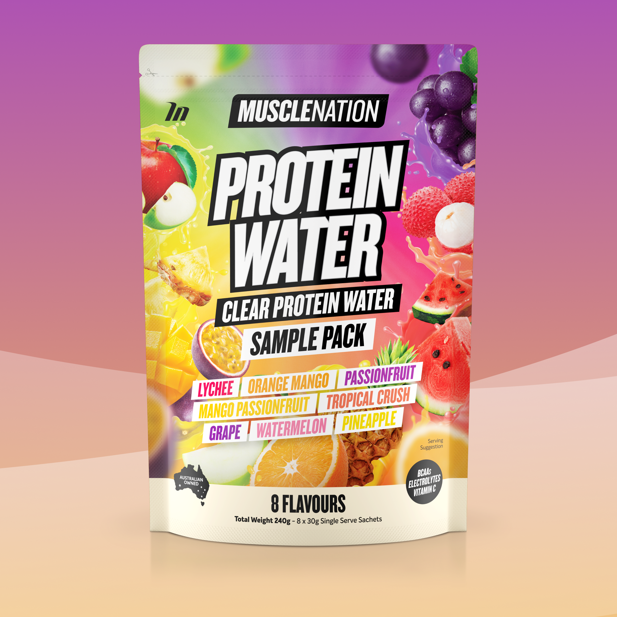 PROTEIN WATER - Sample Pack - 8 Flavours-Protein Water Sample-MNSUPPS0344-9359054001473-1-Muscle Nation