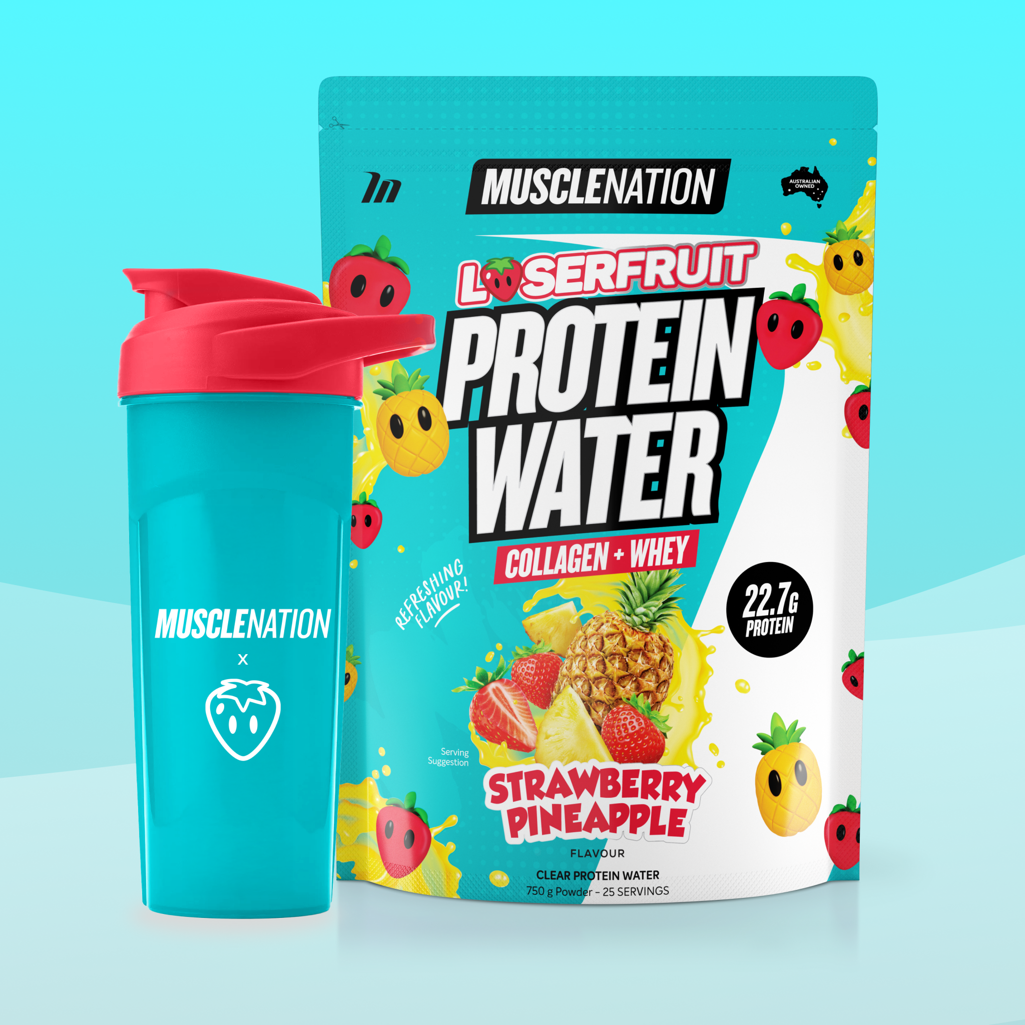 LOSERFRUIT PROTEIN WATER - Strawberry Pineapple - 25 serves-Protein Waters-MNSUPPS0375-9359054002388-1-Muscle Nation