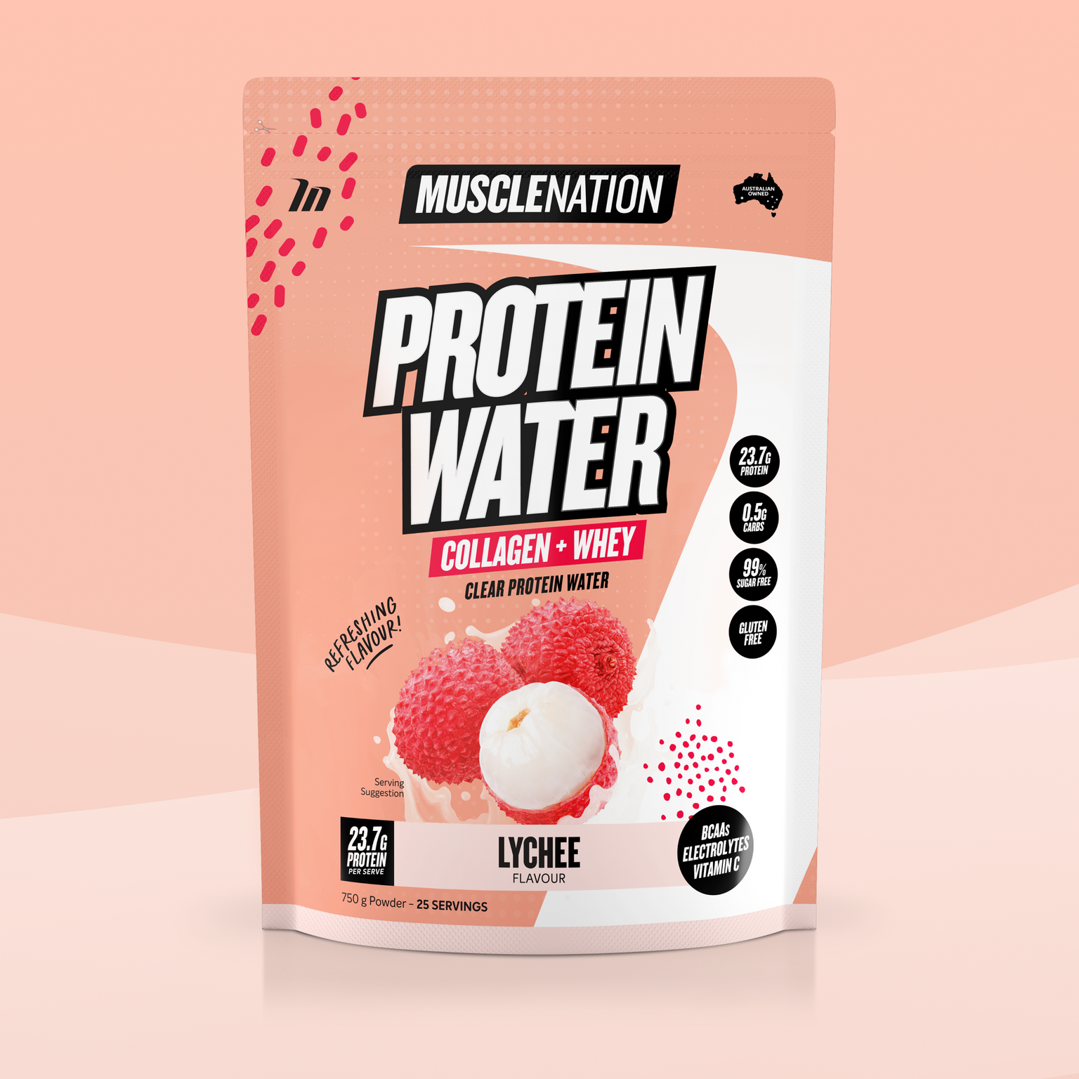 PROTEIN WATER - Lychee - 25 serves-Protein Waters-MNSUPPS0369-9359054002104-1-Muscle Nation