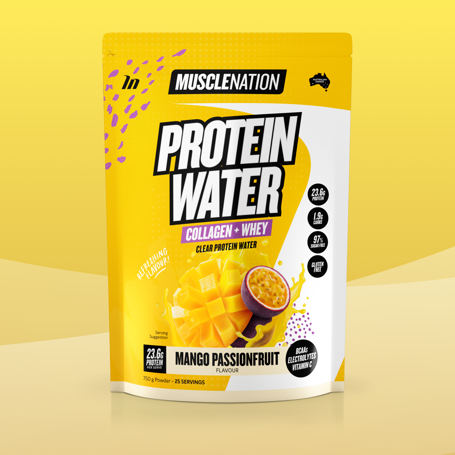 PROTEIN WATER - Mango Passionfruit - 25 serves-Protein Waters-MNSUPPS0211-9359054001213-1-Muscle Nation