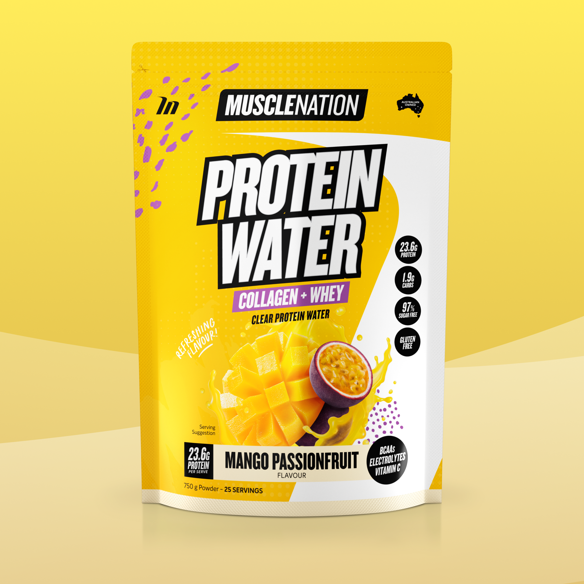 PROTEIN WATER - Mango Passionfruit - 25 serves-Protein Waters-MNSUPPS0211-9359054001213-1-Muscle Nation