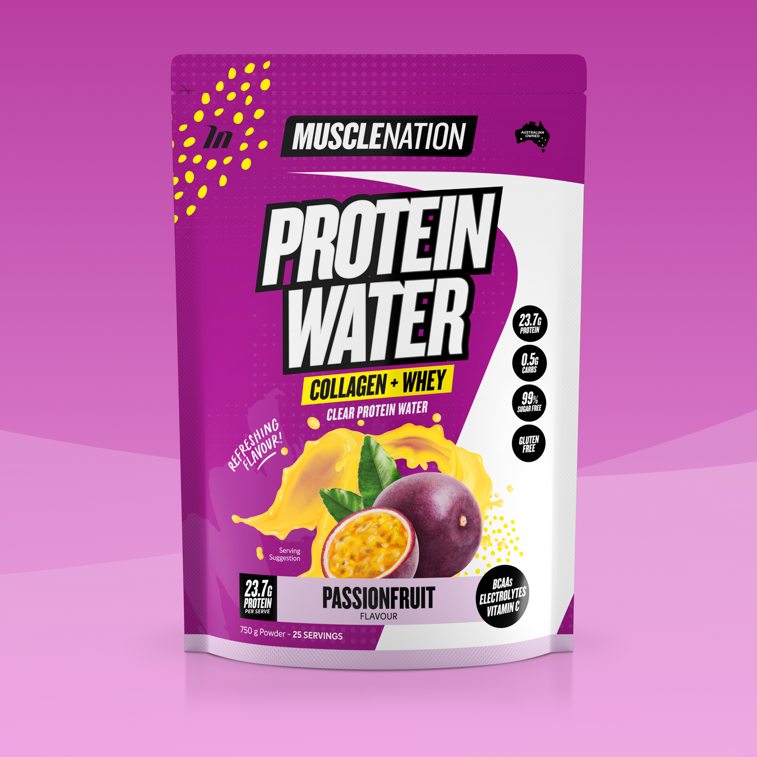 PROTEIN WATER - Passionfruit - 25 serves-Protein Waters-MNSUPPS0370-9359054002098-1-Muscle Nation
