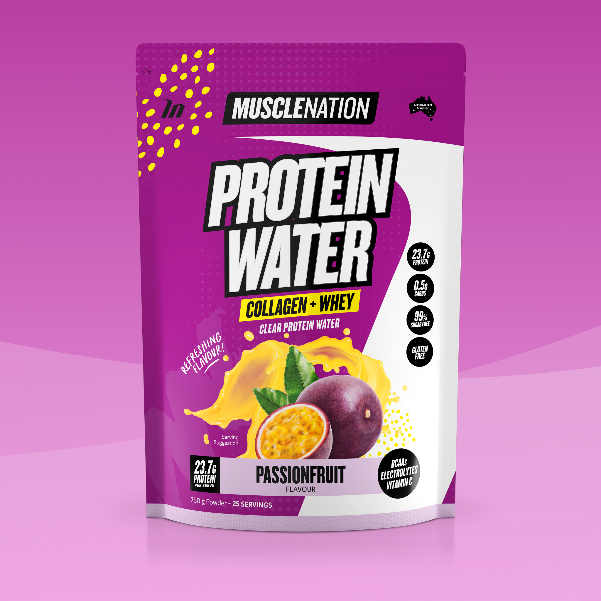 PROTEIN WATER - Passionfruit - 25 serves-Protein Waters-MNSUPPS0370-9359054002098-1-Muscle Nation