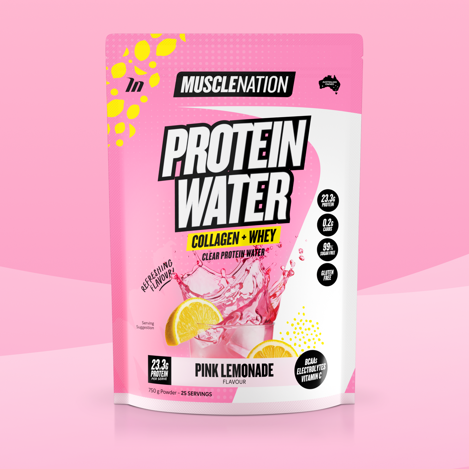 PROTEIN WATER - Pink Lemonade - 25 serves-Protein Waters-MNSUPPS0376-9359054002845-1-Muscle Nation