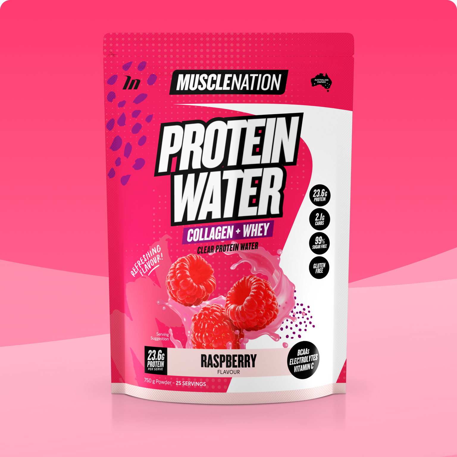 PROTEIN WATER - Raspberry - 25 serves-Protein Waters-MNSUPPS0210-9359054001237-1-Muscle Nation