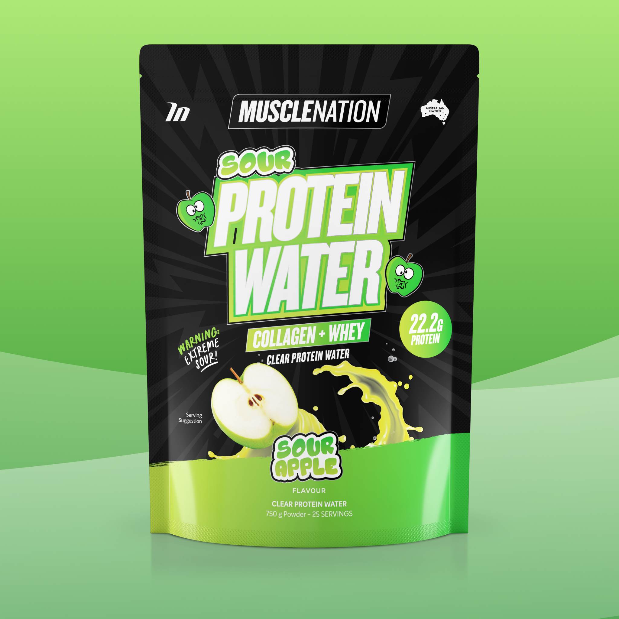 PROTEIN WATER - Sour Apple - 25 serves-Protein Waters-MNSUPPS0381-9359054002807-1-Muscle Nation