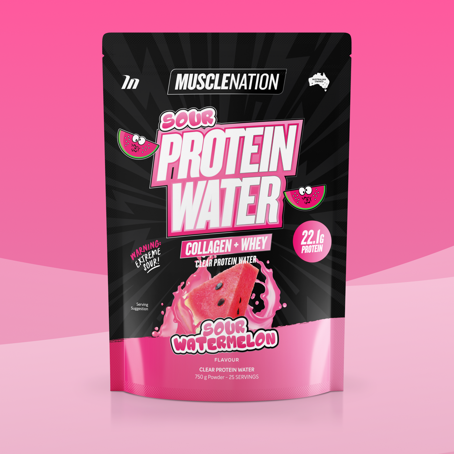 PROTEIN WATER - Sour Watermelon - 25 serves-Protein Waters-MNSUPPS0382-9359054002814-1-Muscle Nation