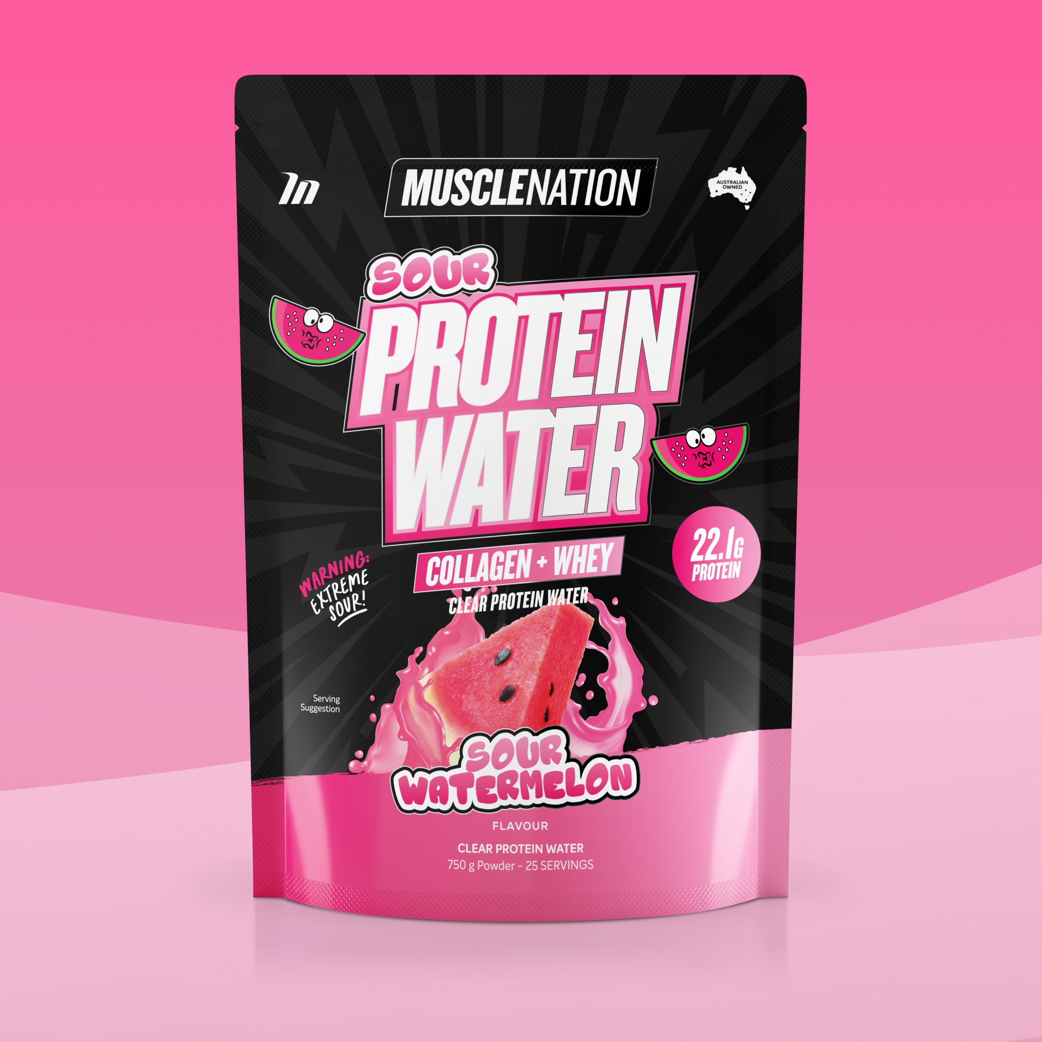 PROTEIN WATER - Sour Watermelon - 25 serves-Protein Waters-MNSUPPS0382-9359054002814-1-Muscle Nation