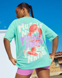 Pinchy Oversized Tee Spearmint - Muscle Nation women's gym tee