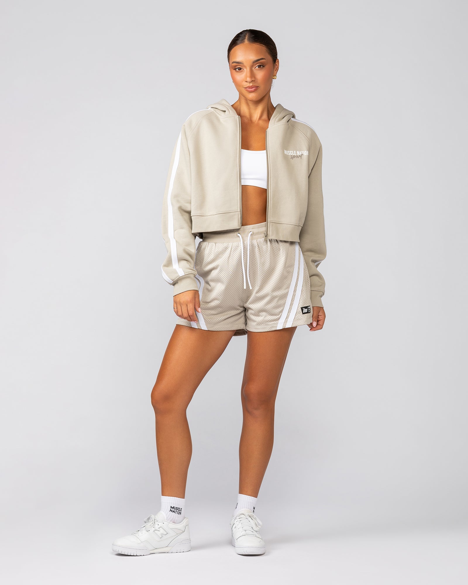 Recoup Cropped Zip Up Hoodie - Stone-Jumpers & Hoodies-XXS-022528STONE-XXS-MNAPPRL42149-6-Muscle Nation