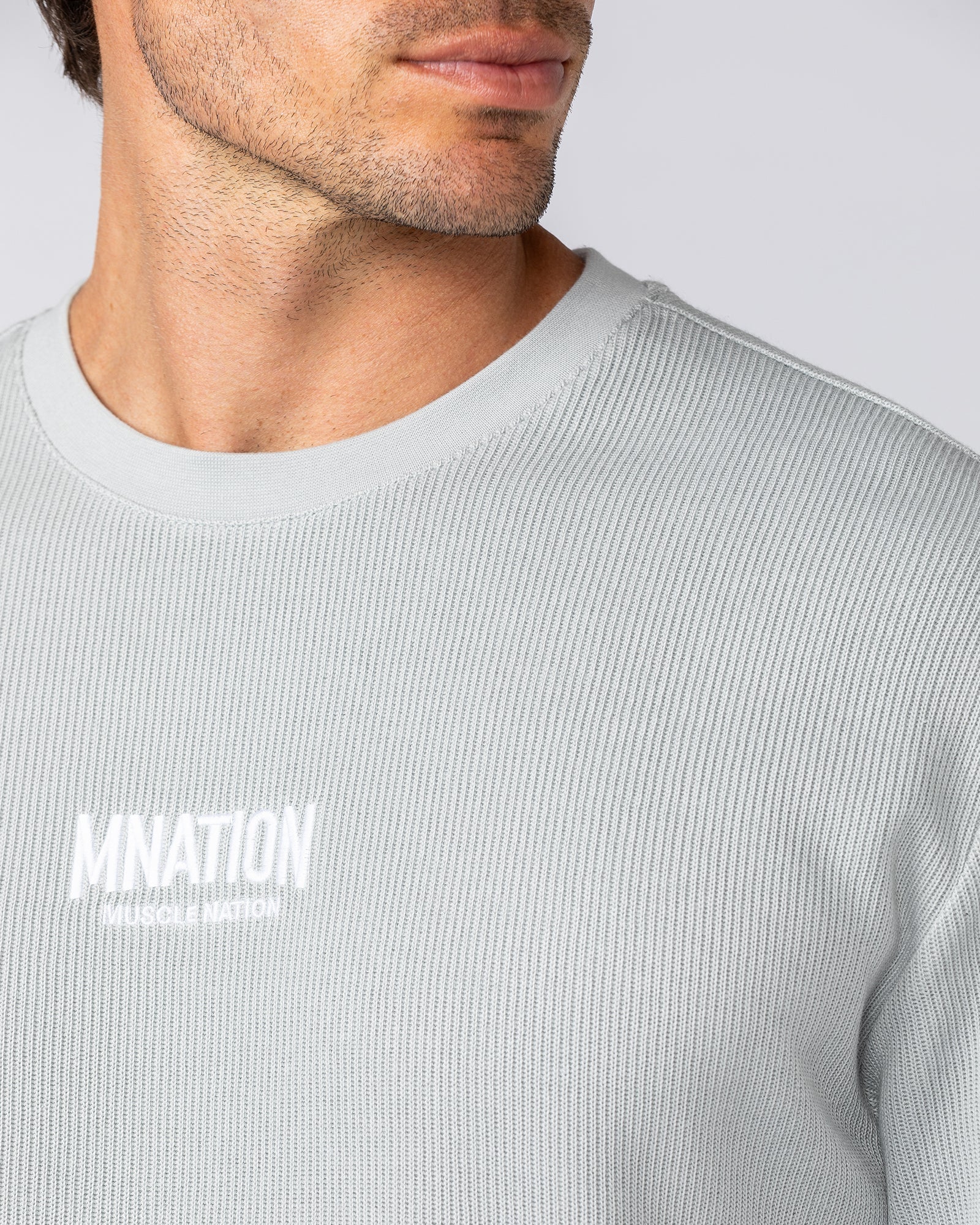 Rib Long Sleeve Tee - Light Grey-Long Sleeve T-Shirts-XS-032516LTGRY-XS-MNAPPRL41293-2-Muscle Nation