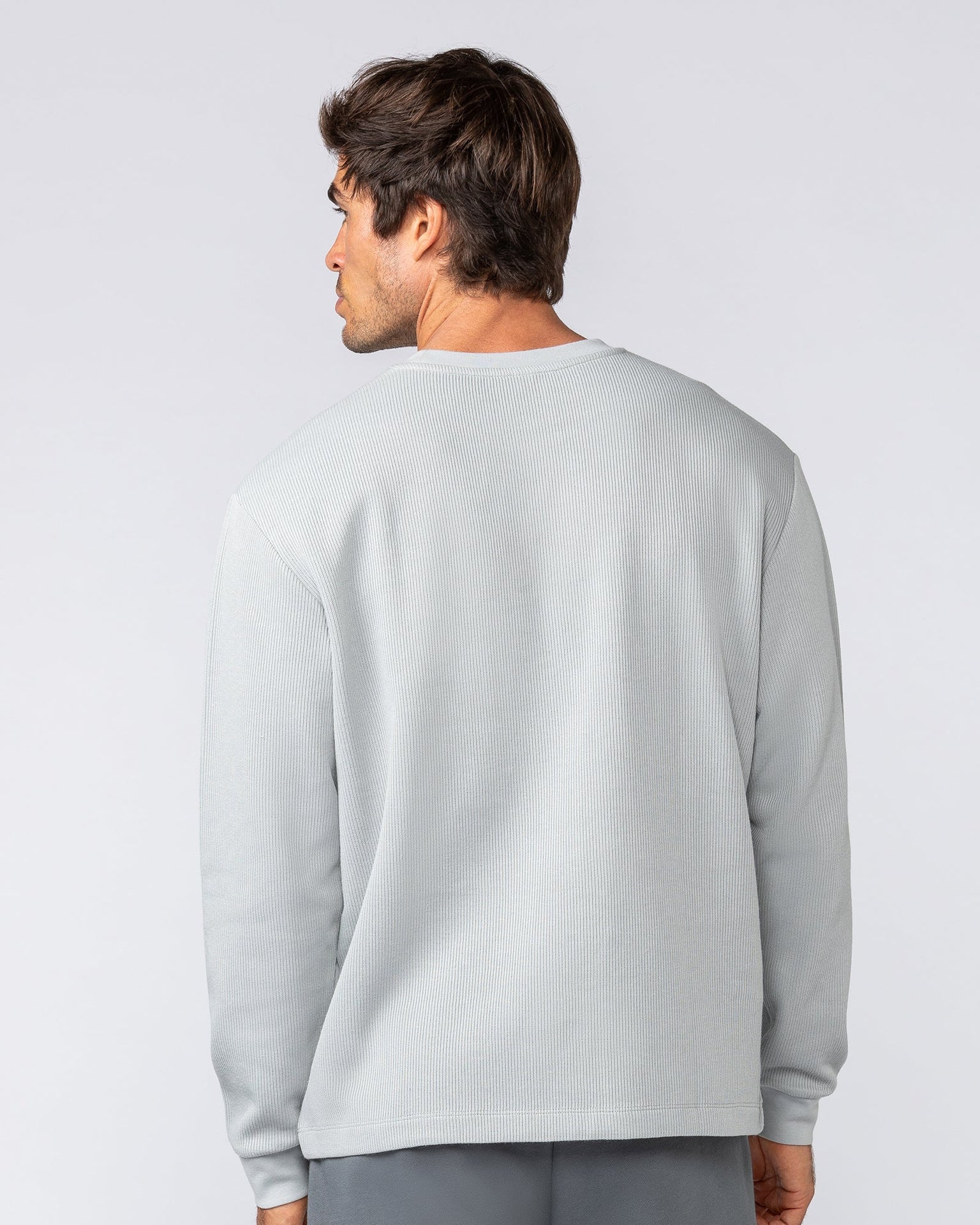 Rib Long Sleeve Tee - Light Grey-Long Sleeve T-Shirts-XS-032516LTGRY-XS-MNAPPRL41293-5-Muscle Nation