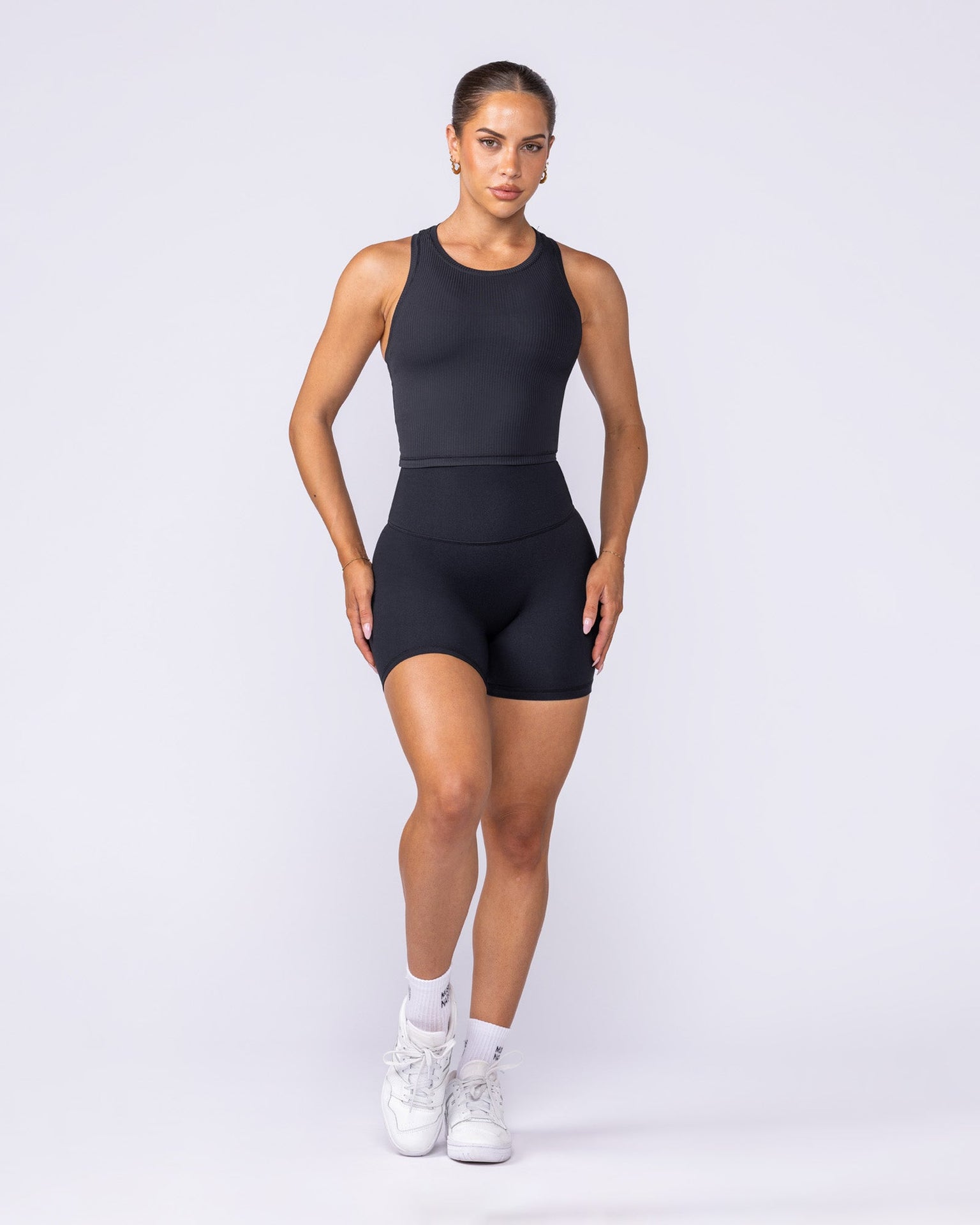 Rib Staple Cropped Tank - Black-Singlets & Tanks-XXS-082432BLK-XXS-MNAPPRL32388-5-Muscle Nation