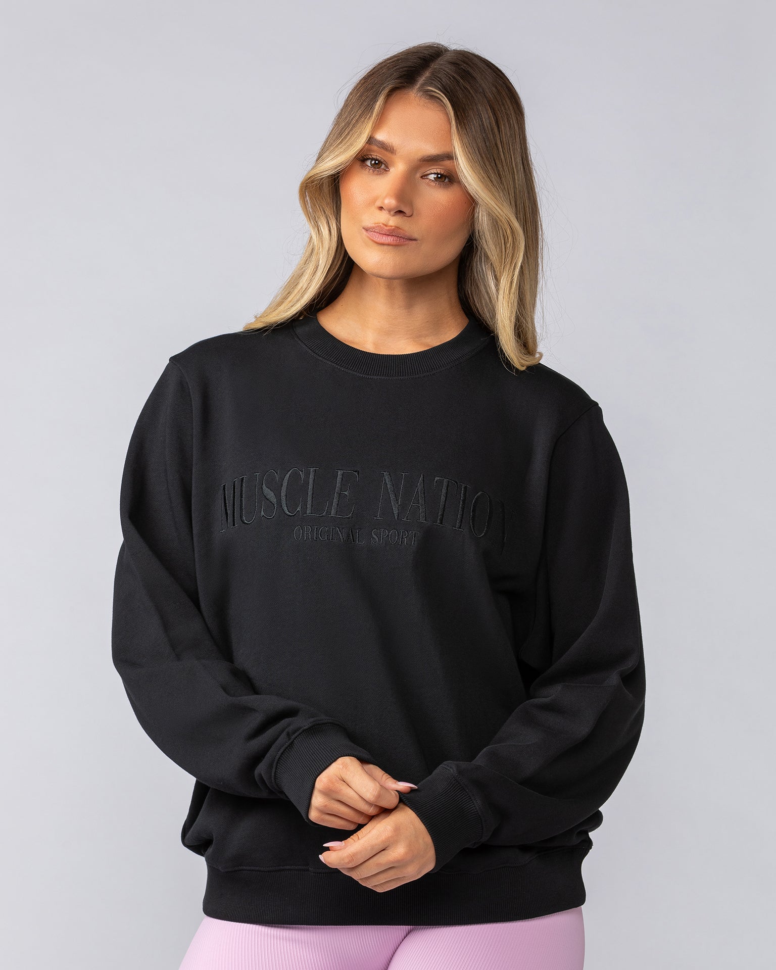 Scholar Relaxed Pullover - Black-Tops-XXS-052514BLK-XXS-MNAPPRL42709-2-Muscle Nation