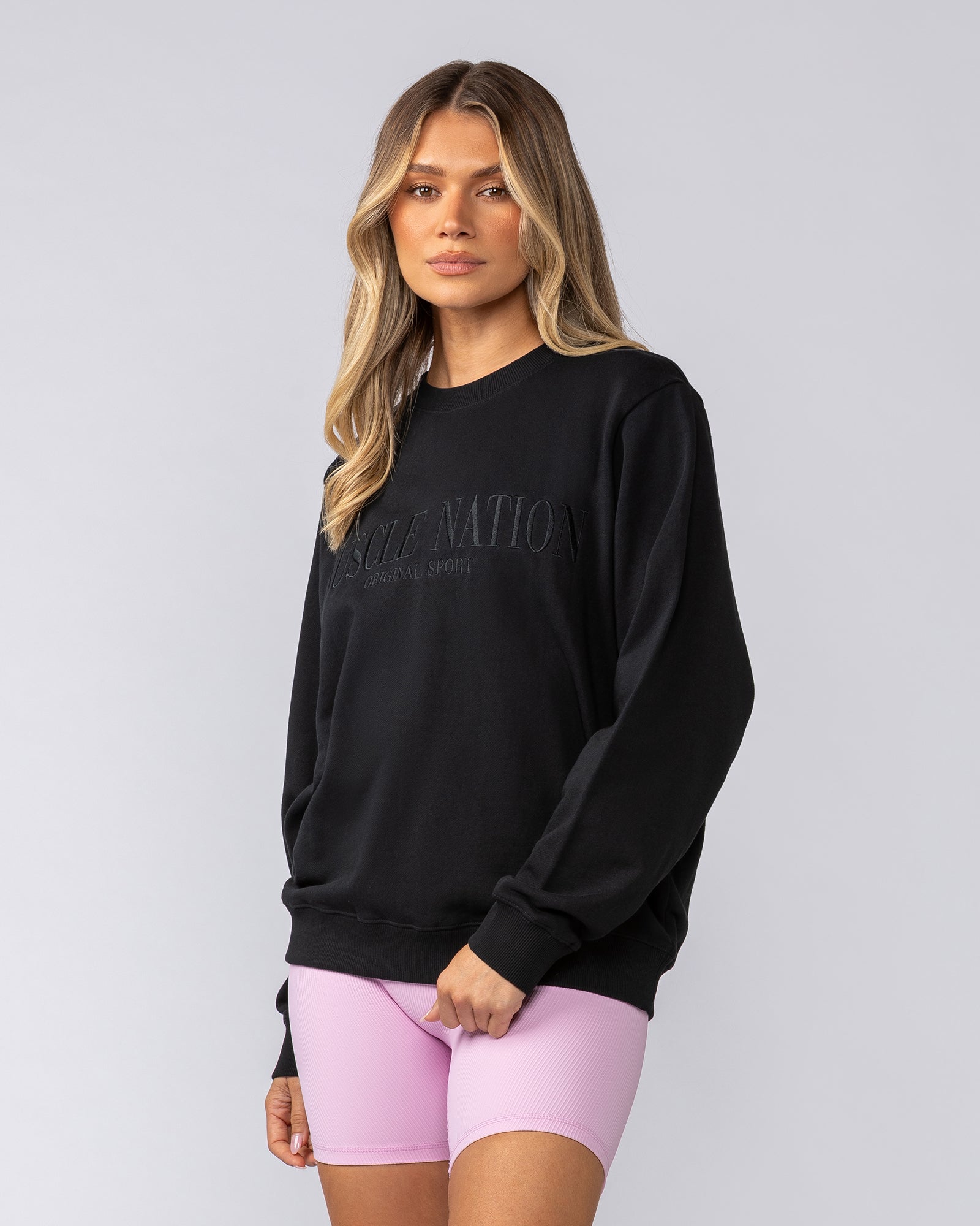 Scholar Relaxed Pullover - Black-Tops-XXS-052514BLK-XXS-MNAPPRL42709-4-Muscle Nation
