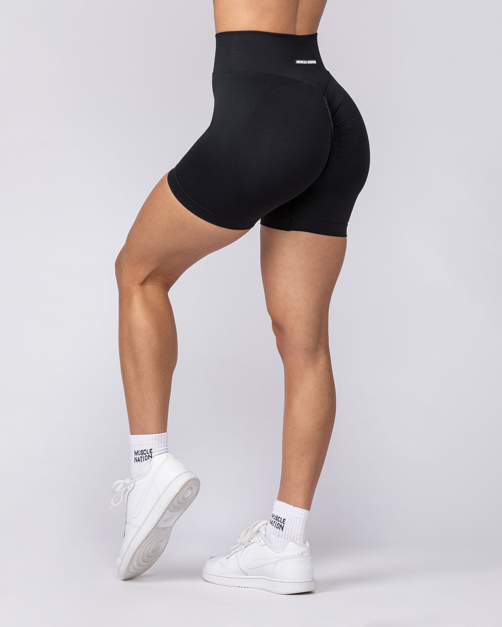 Sculpt Seamless Midway Shorts - Black-Shorts-XS-062423BLK-XS-MNAPPRL32688-5-Muscle Nation