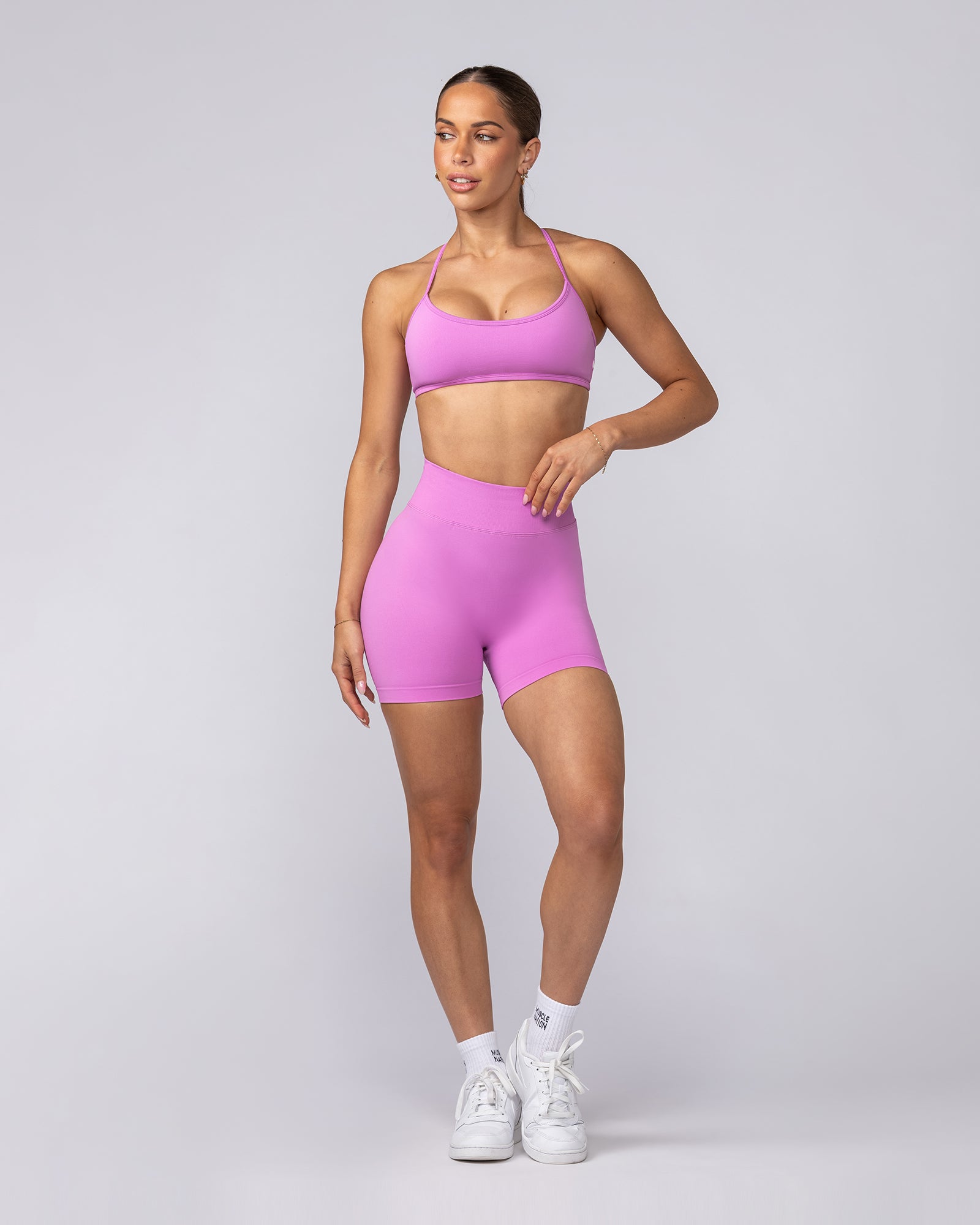 Sculpt Seamless Midway Shorts - Peony-Shorts-XS-062423PEONY-XS-MNAPPRL32702-8-Muscle Nation