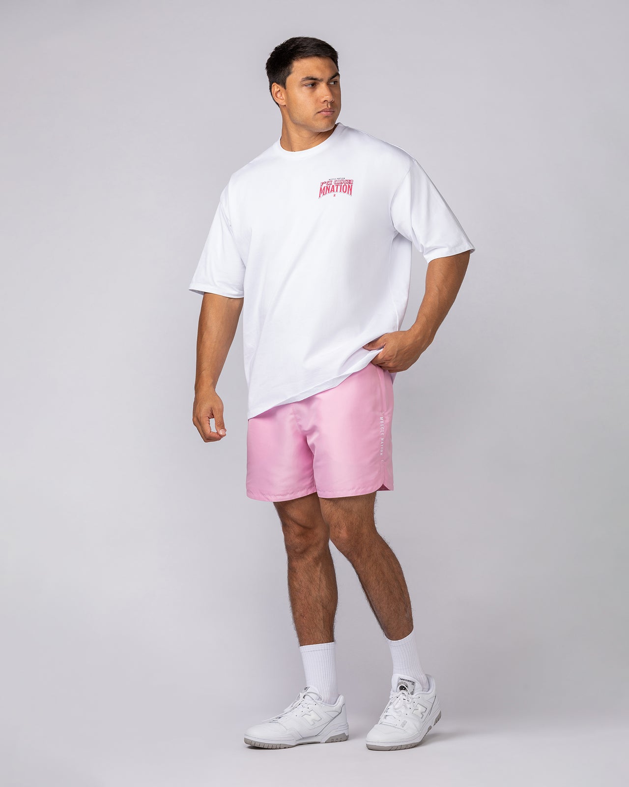 Standard Shorts Shell Pink - Muscle Nation men's gym shorts, view 6