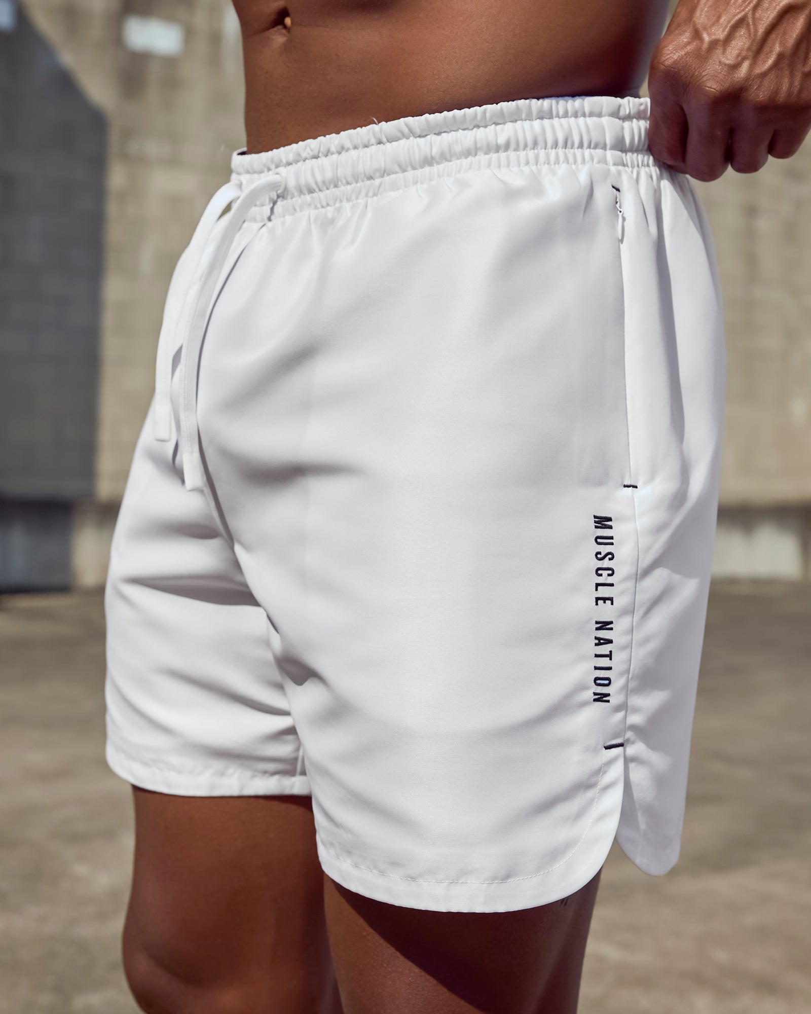 Standard Shorts White - Muscle Nation men's gym shorts