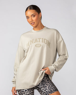 Stats Oversized Long Sleeve Tee - Stone-Long Sleeve T-Shirts-XXS-022537STONE-XXS-MNAPPRL42113-1-Muscle Nation