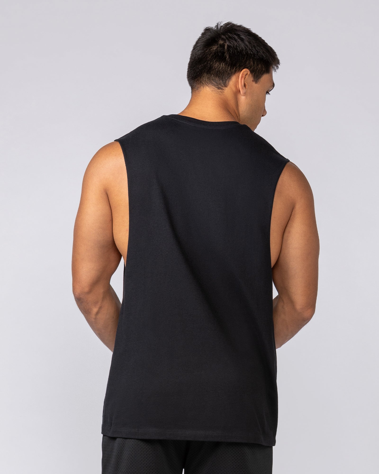 Varsity Training Drop Arm Tank - Black-Singlets & Tanks-S-072503BLK-S-MNAPPRL44035-4-Muscle Nation