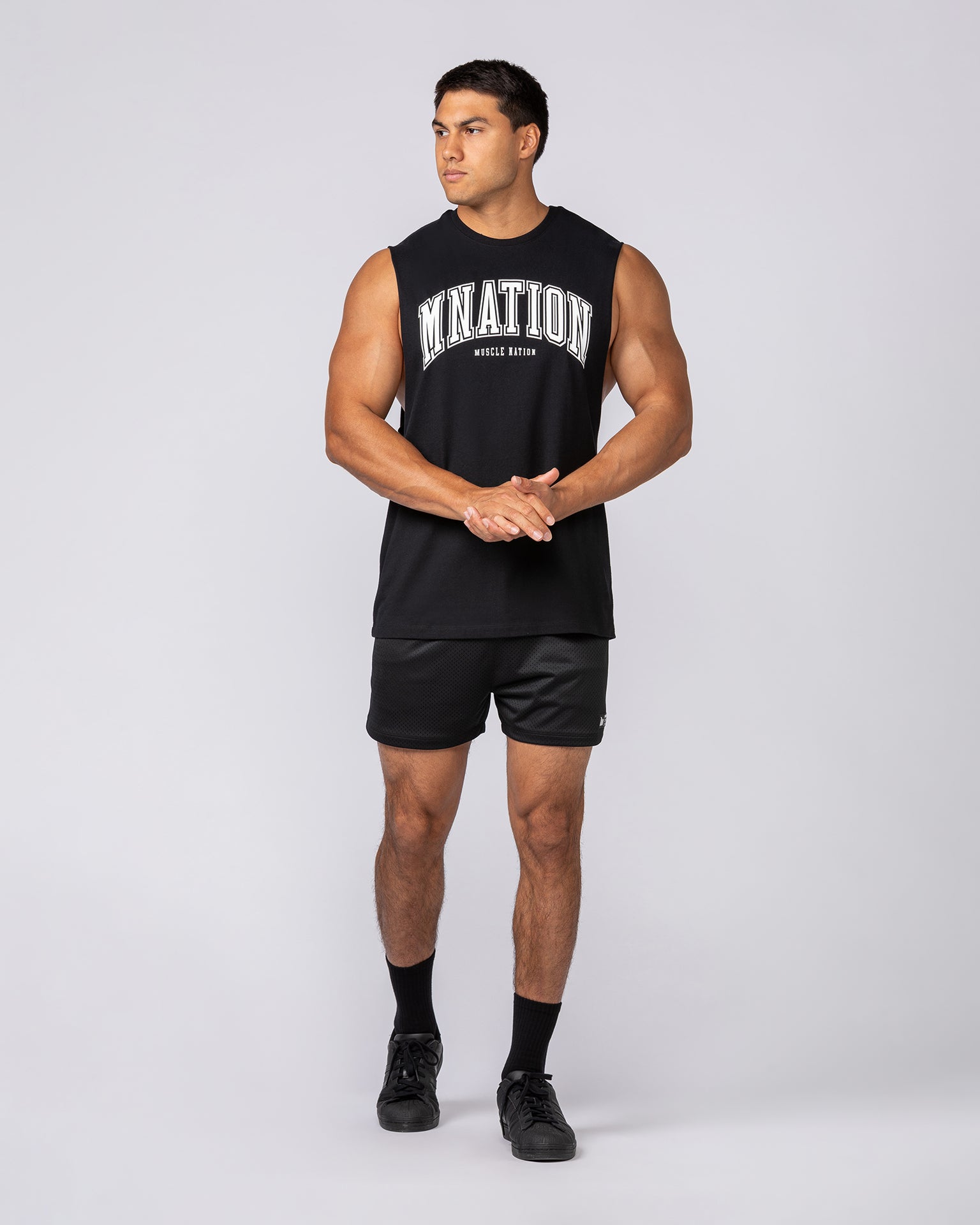 Varsity Training Drop Arm Tank - Black-Singlets & Tanks-S-072503BLK-S-MNAPPRL44035-5-Muscle Nation