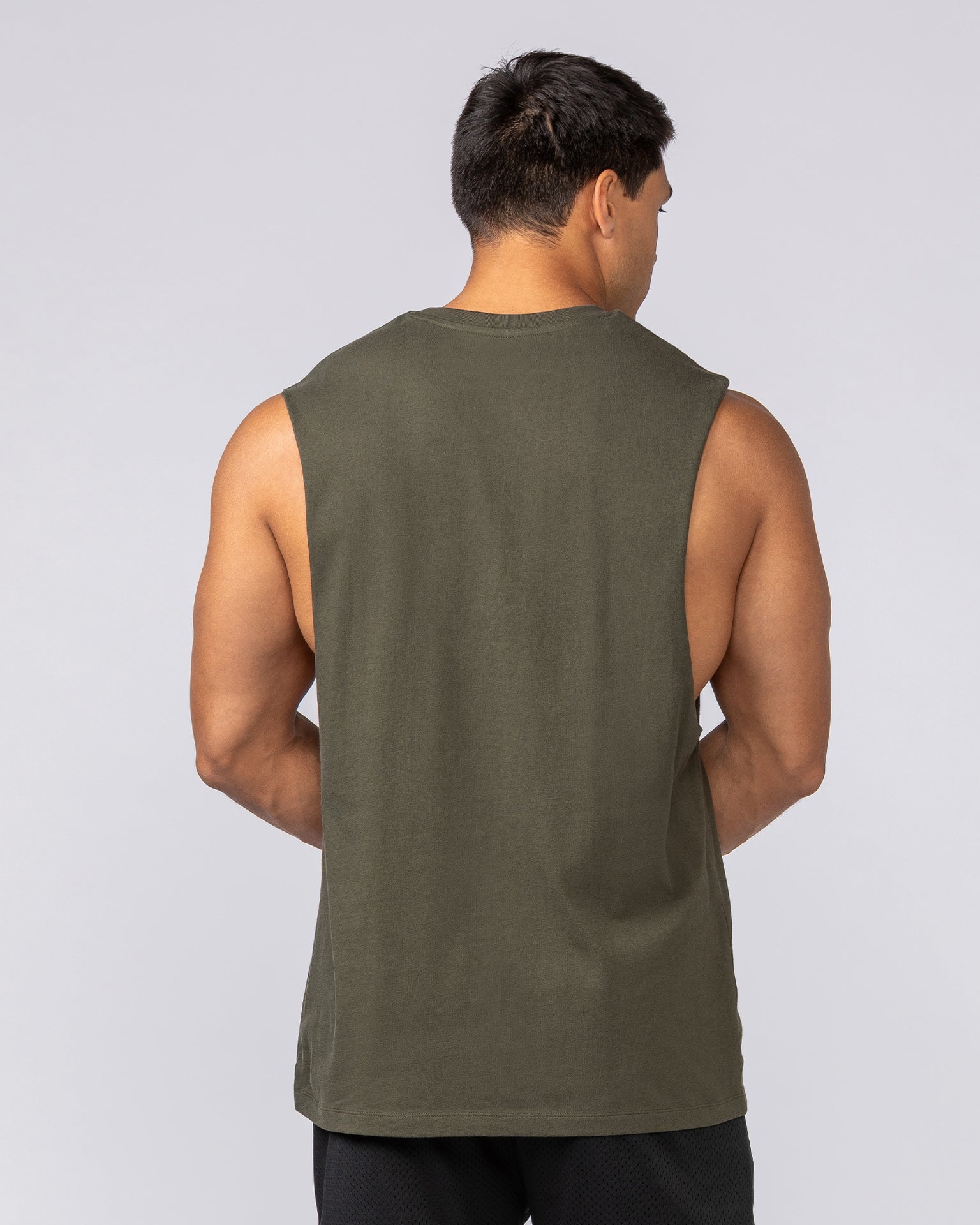 Varsity Training Drop Arm Tank - Dark Khaki-Singlets & Tanks-S-072503DKHAKI-S-MNAPPRL44042-3-Muscle Nation