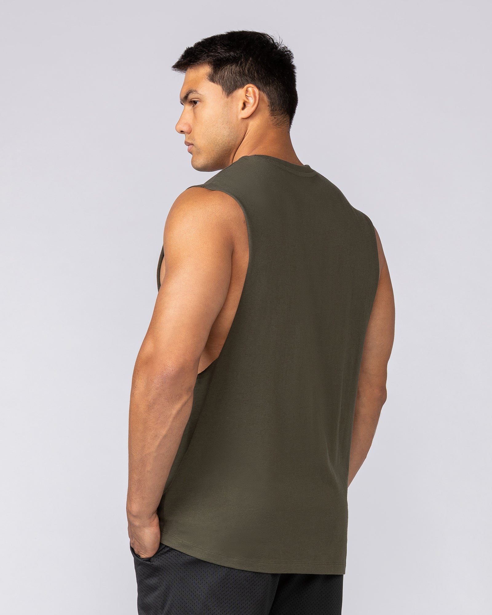 Varsity Training Drop Arm Tank - Dark Khaki-Singlets & Tanks-S-072503DKHAKI-S-MNAPPRL44042-4-Muscle Nation