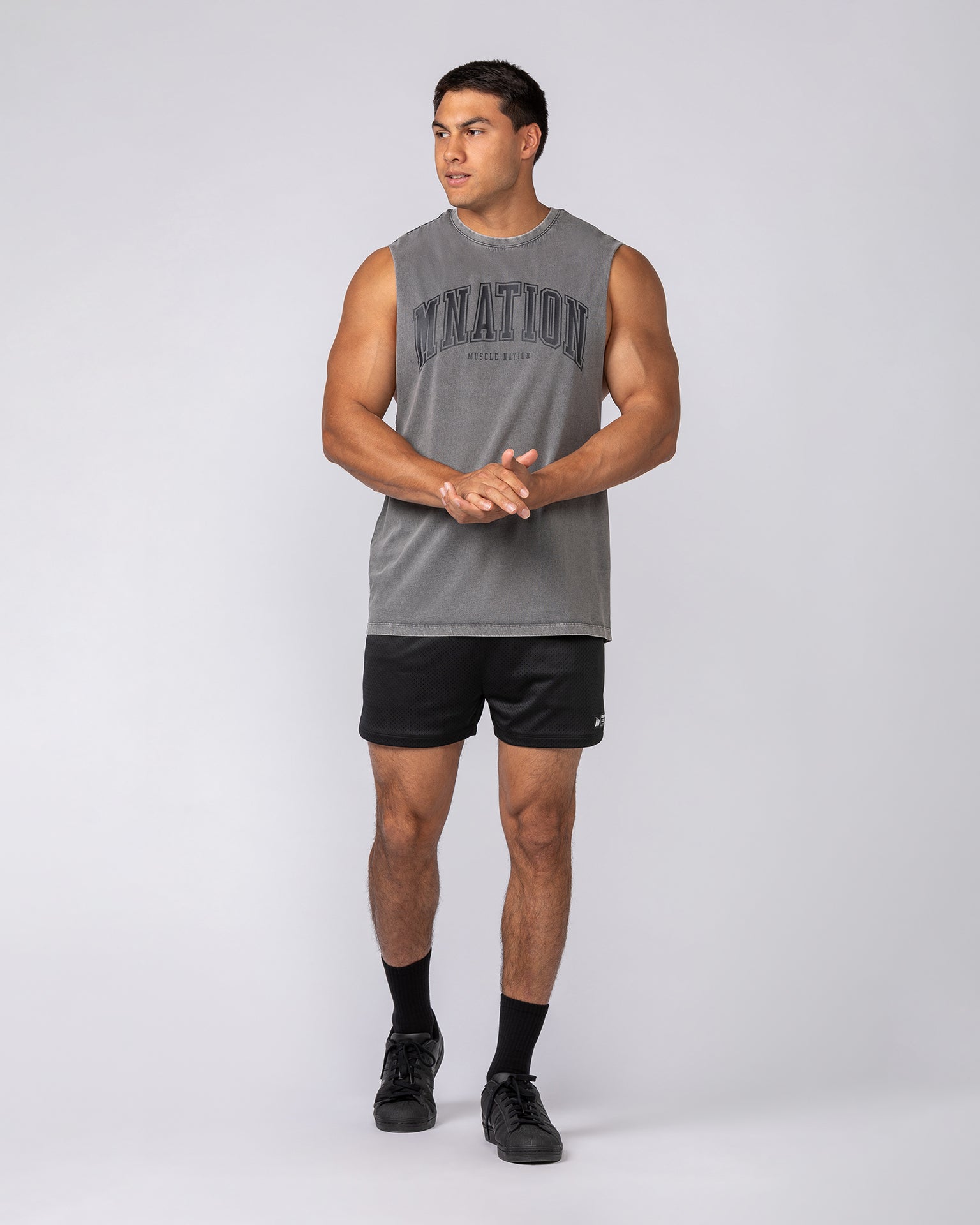 Varsity Training Drop Arm Vintage Tank - Washed Tornado-Singlets & Tanks-S-072505WSHTORN-S-MNAPPRL44064-5-Muscle Nation