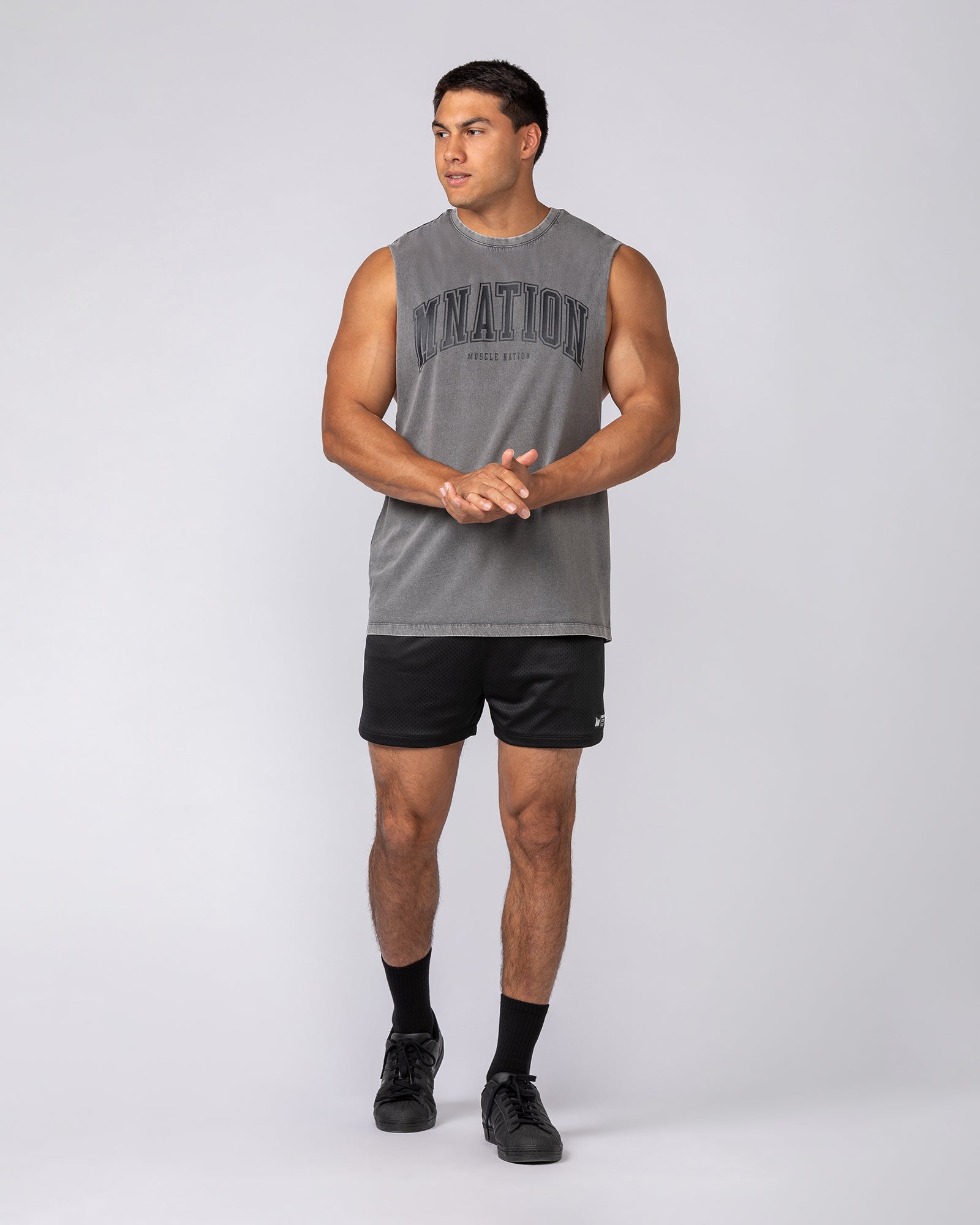 Varsity Training Drop Arm Vintage Tank - Washed Tornado-Singlets & Tanks-S-072505WSHTORN-S-MNAPPRL44064-5-Muscle Nation