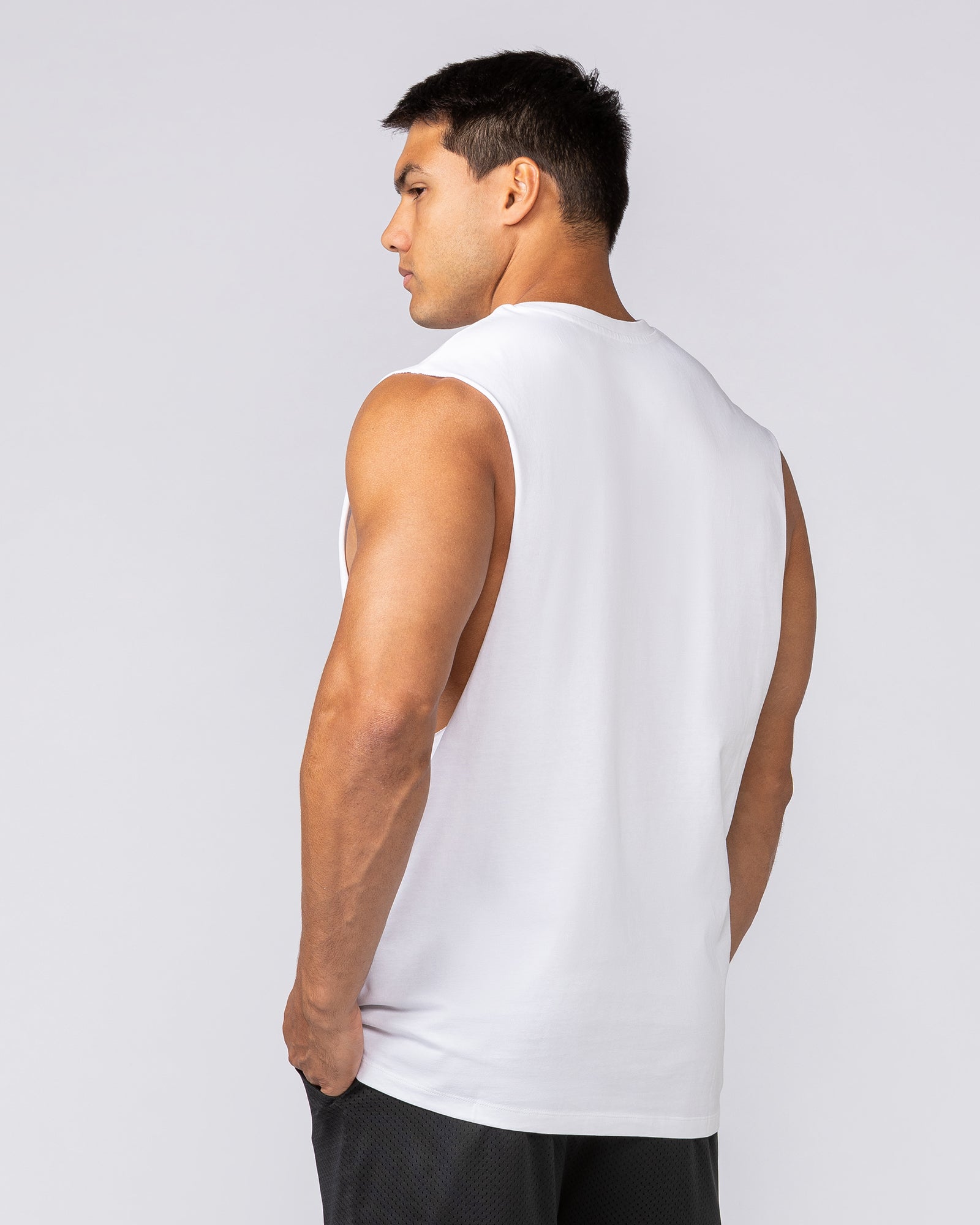 Varsity Training Drop Arm Tank - White-Singlets & Tanks-S-072503WHT-S-MNAPPRL44049-4-Muscle Nation