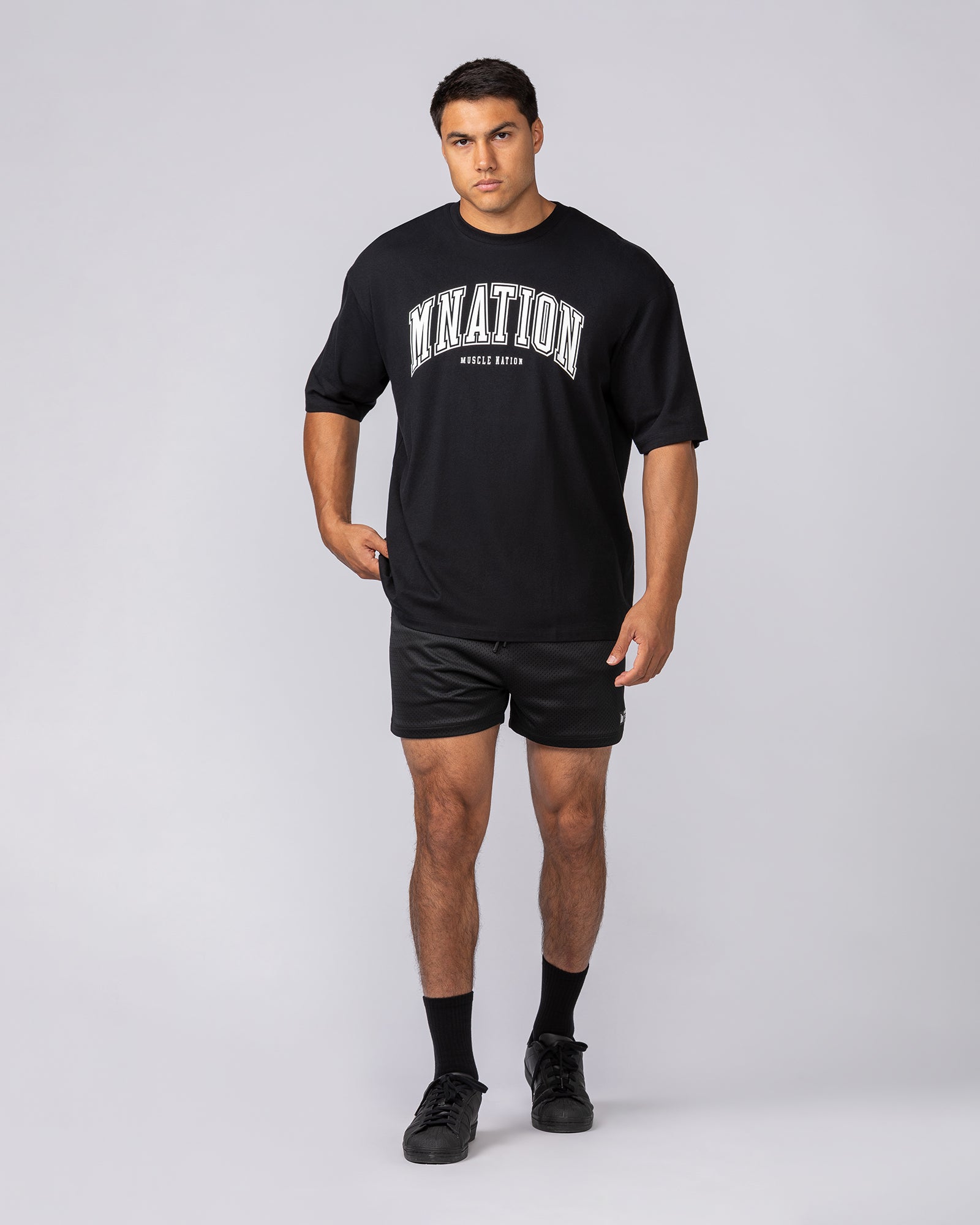 Varsity Training Oversized Tee - Black-T-Shirts-XS-072502BLK-XS-MNAPPRL44011-5-Muscle Nation