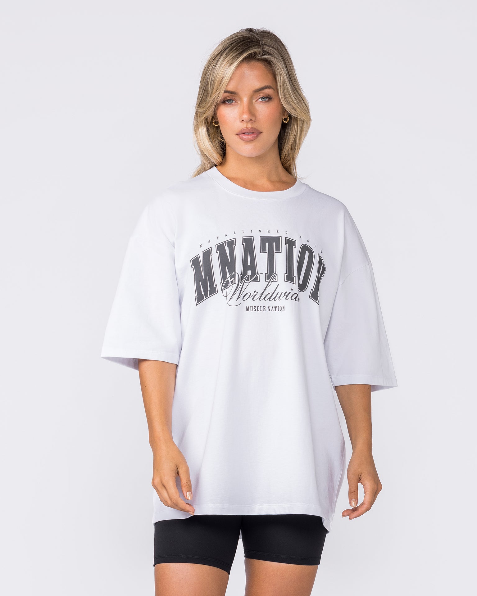 Worldclass Oversized Tee - White-T-Shirts-XS-032632WHT-XS-MNAPPRL49573-5-Muscle Nation