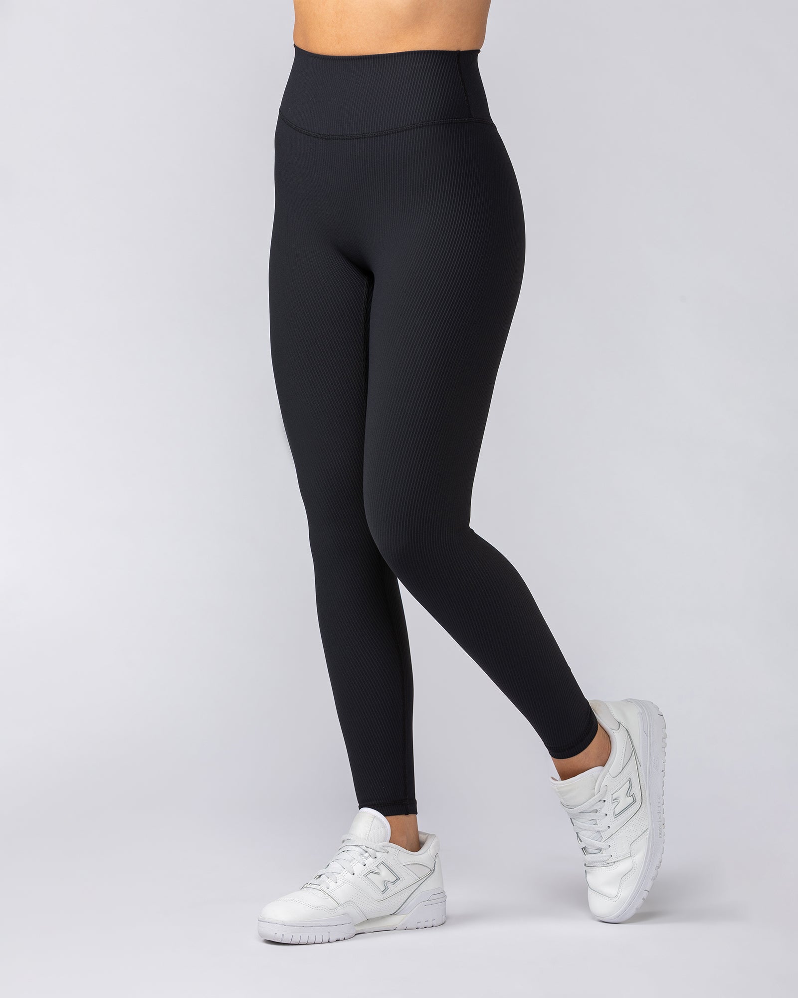 Zero Rise Rib Ankle Length Leggings - Black (Silicone Logo)-Leggings-XXS-042305BLK-XXS-MNAPPRL23375-3-Muscle Nation