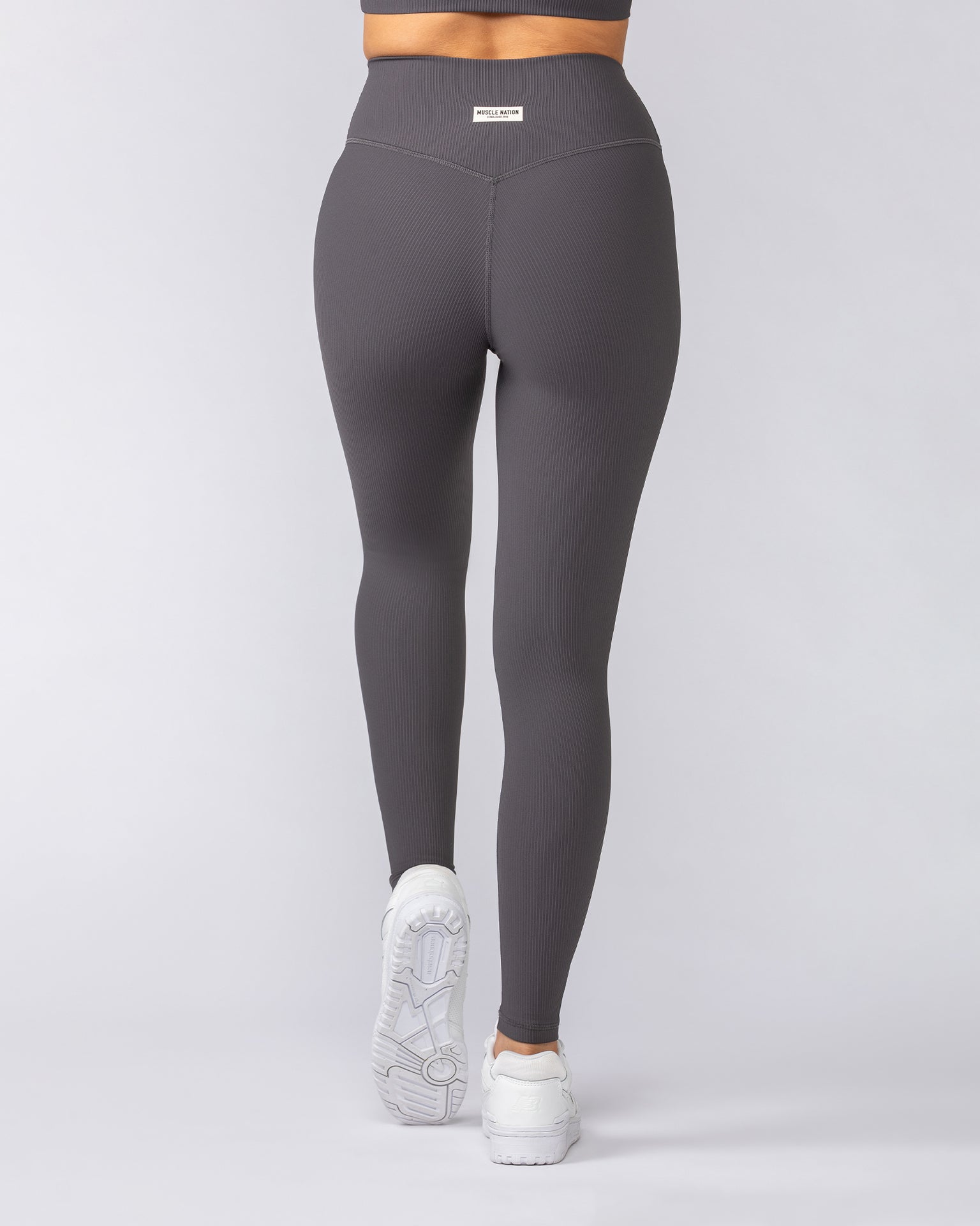 Zero Rise Rib Ankle Length Leggings - Phantom-Leggings-XXS-052504PHNTM-XXS-MNAPPRL42837-4-Muscle Nation
