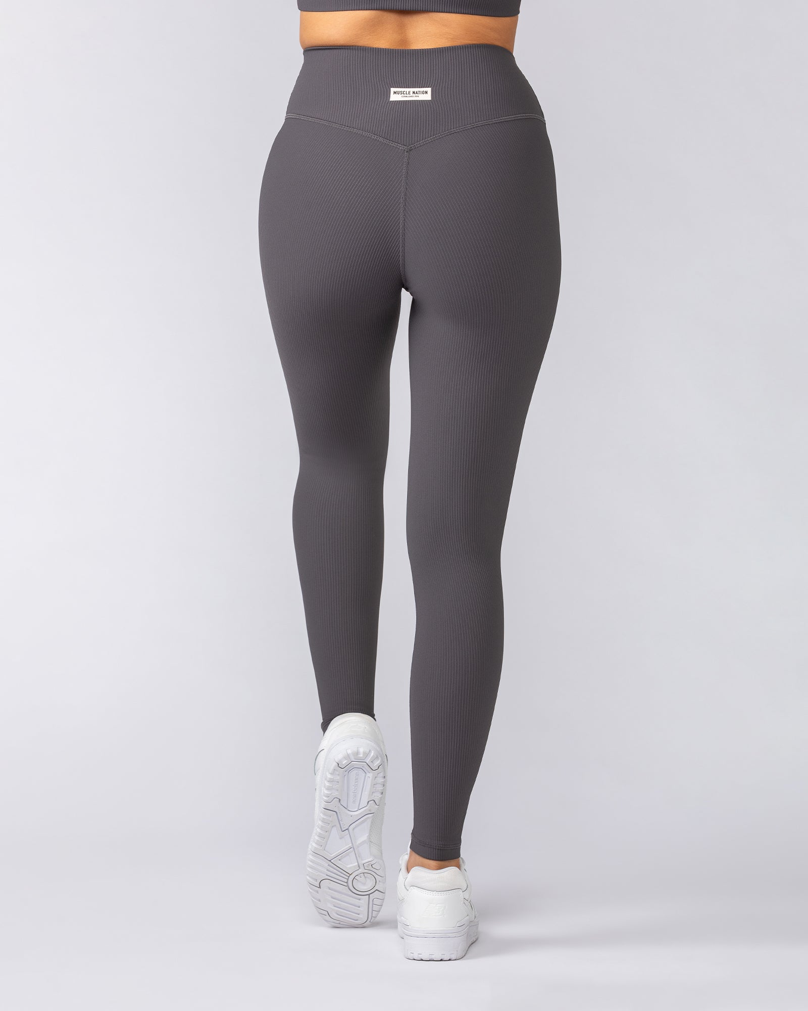 Zero Rise Rib Ankle Length Leggings - Phantom-Leggings-XXS-052504PHNTM-XXS-MNAPPRL42837-4-Muscle Nation