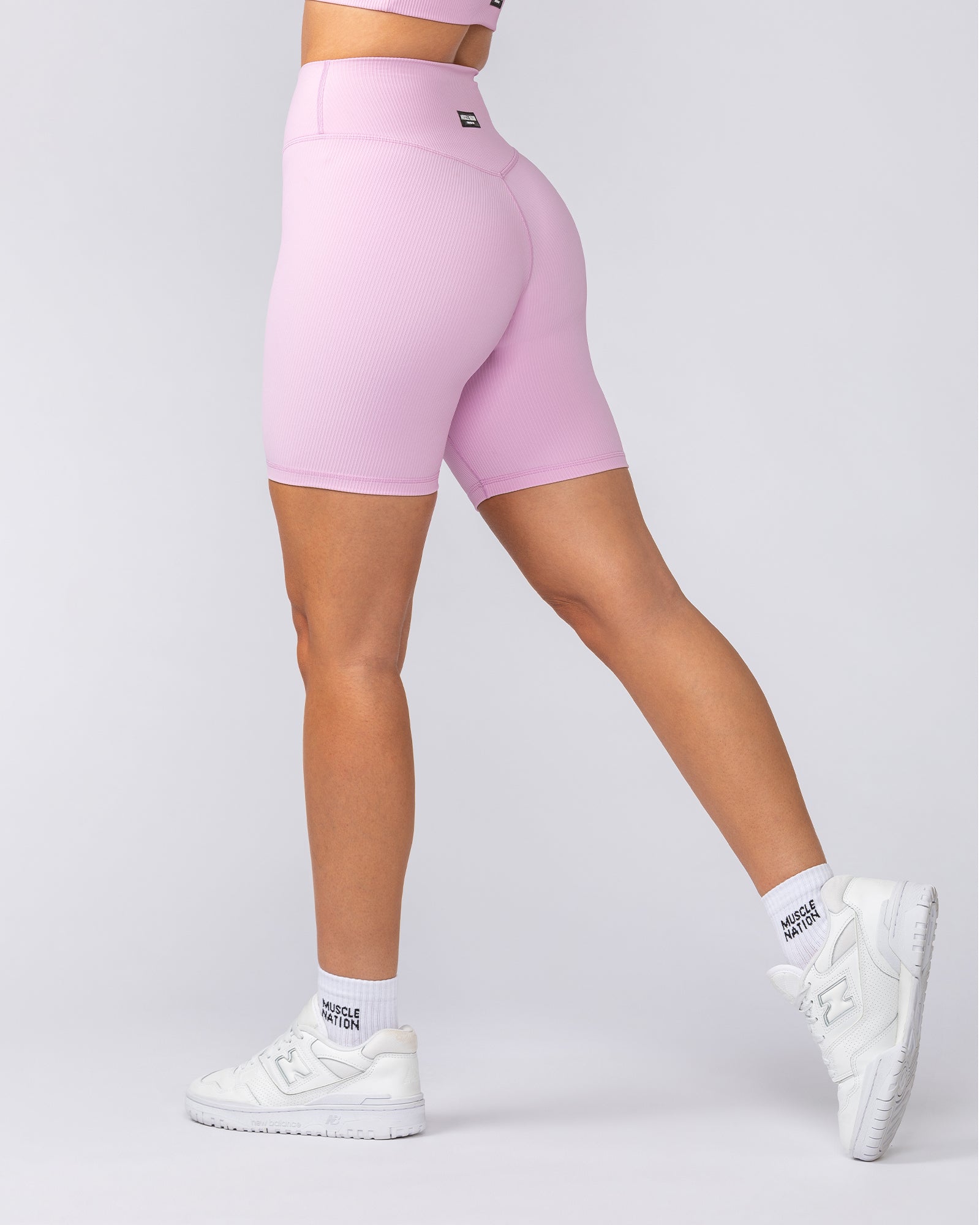 Zero Rise Rib Bike Shorts - Fairy Floss-Shorts-XXS-052503FFLS-XXS-MNAPPRL42583-1-Muscle Nation