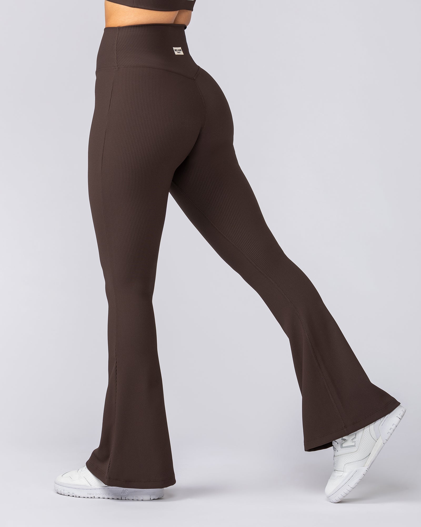 Zero Rise Rib Flare Leggings - Cocoa-Leggings-XXS-042306COCOA-XXS-MNAPPRL23438-1-Muscle Nation