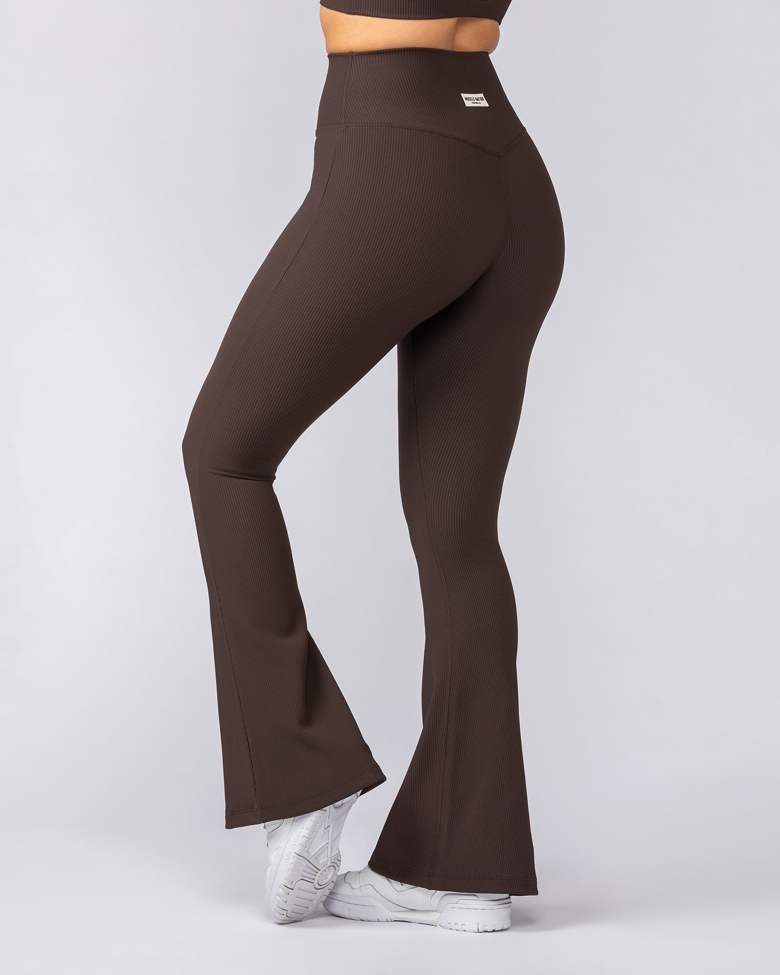 Zero Rise Rib Flare Leggings - Cocoa-Leggings-XXS-042306COCOA-XXS-MNAPPRL23438-4-Muscle Nation