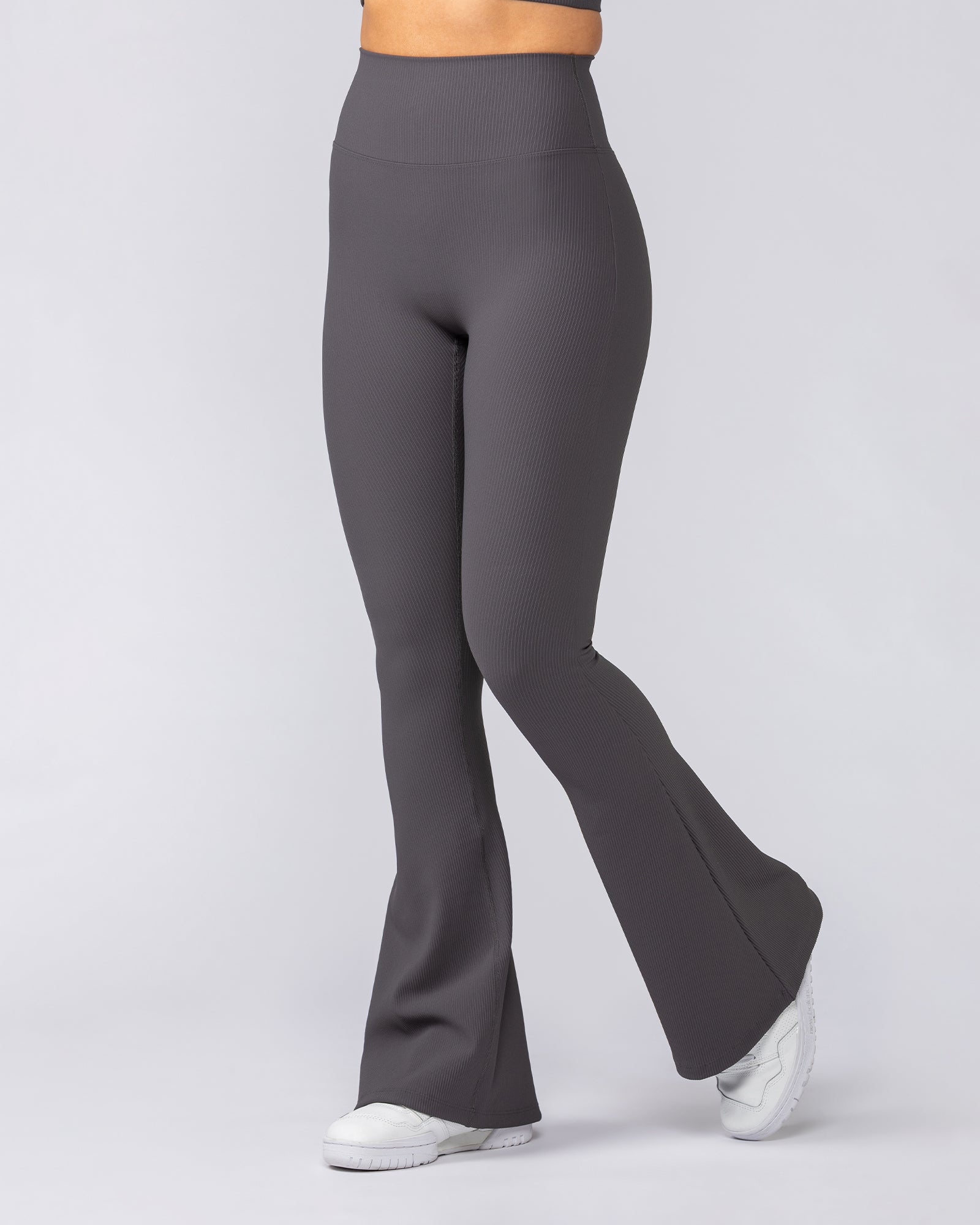 Zero Rise Rib Flare Leggings - Phantom-Leggings-XXS-052505PHNTM-XXS-MNAPPRL42610-1-Muscle Nation