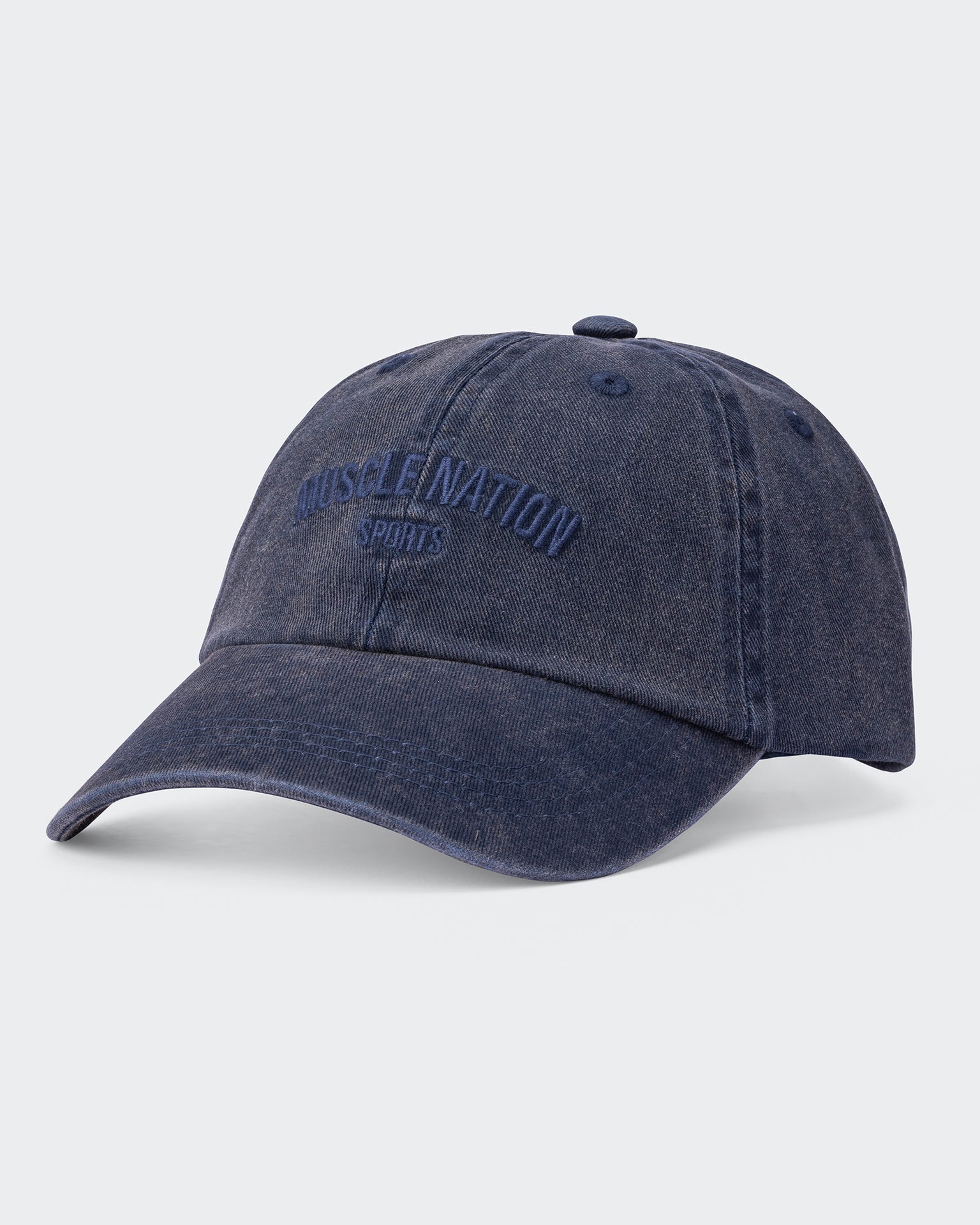 Distressed Dad Cap-Headwear-Washed Dark Navy-AC062254WSHDRNVY-ONE-MNAPPRL25352-7-Muscle Nation